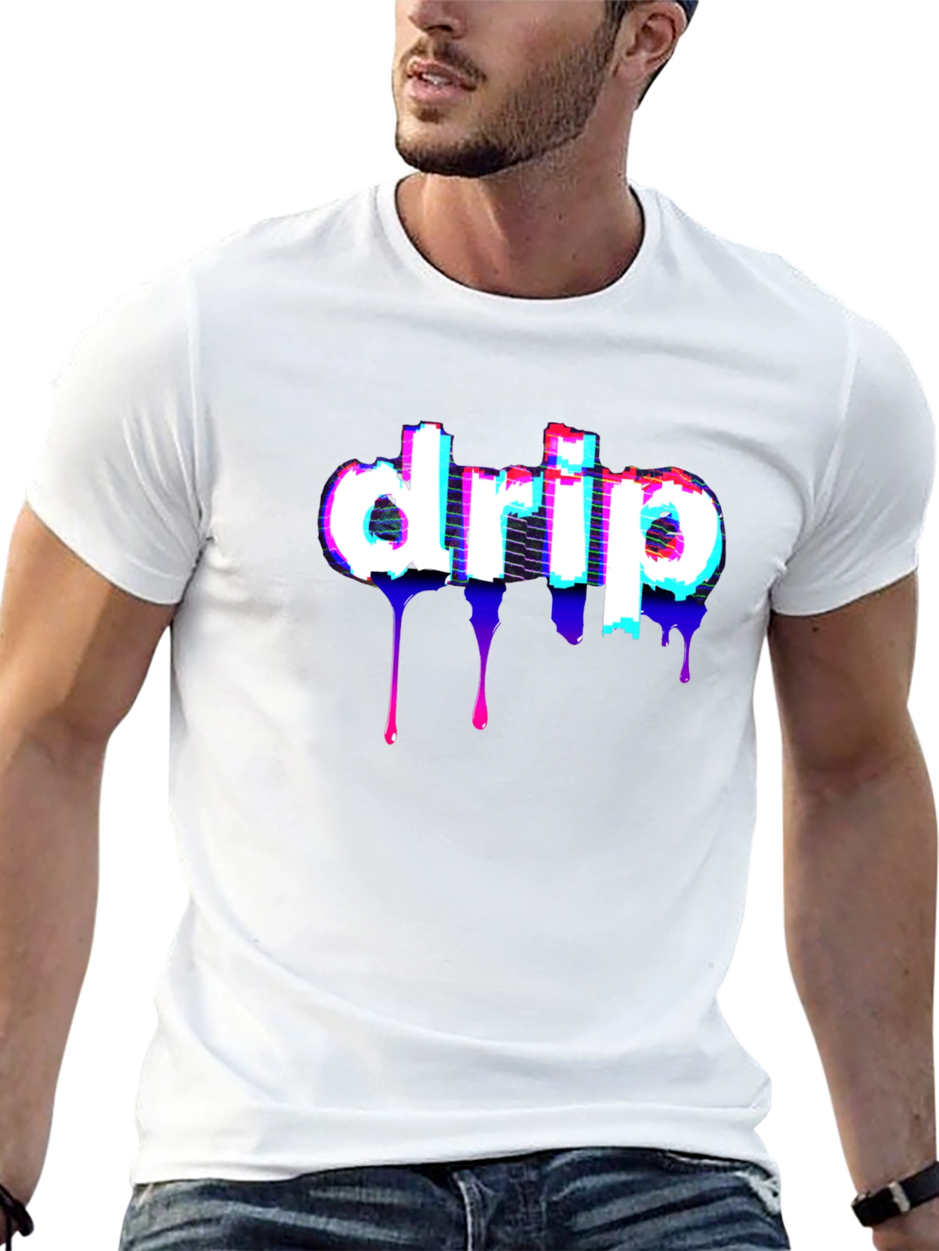 Black Drip Glitch T-Shirt - Stylish Black Tee view 13