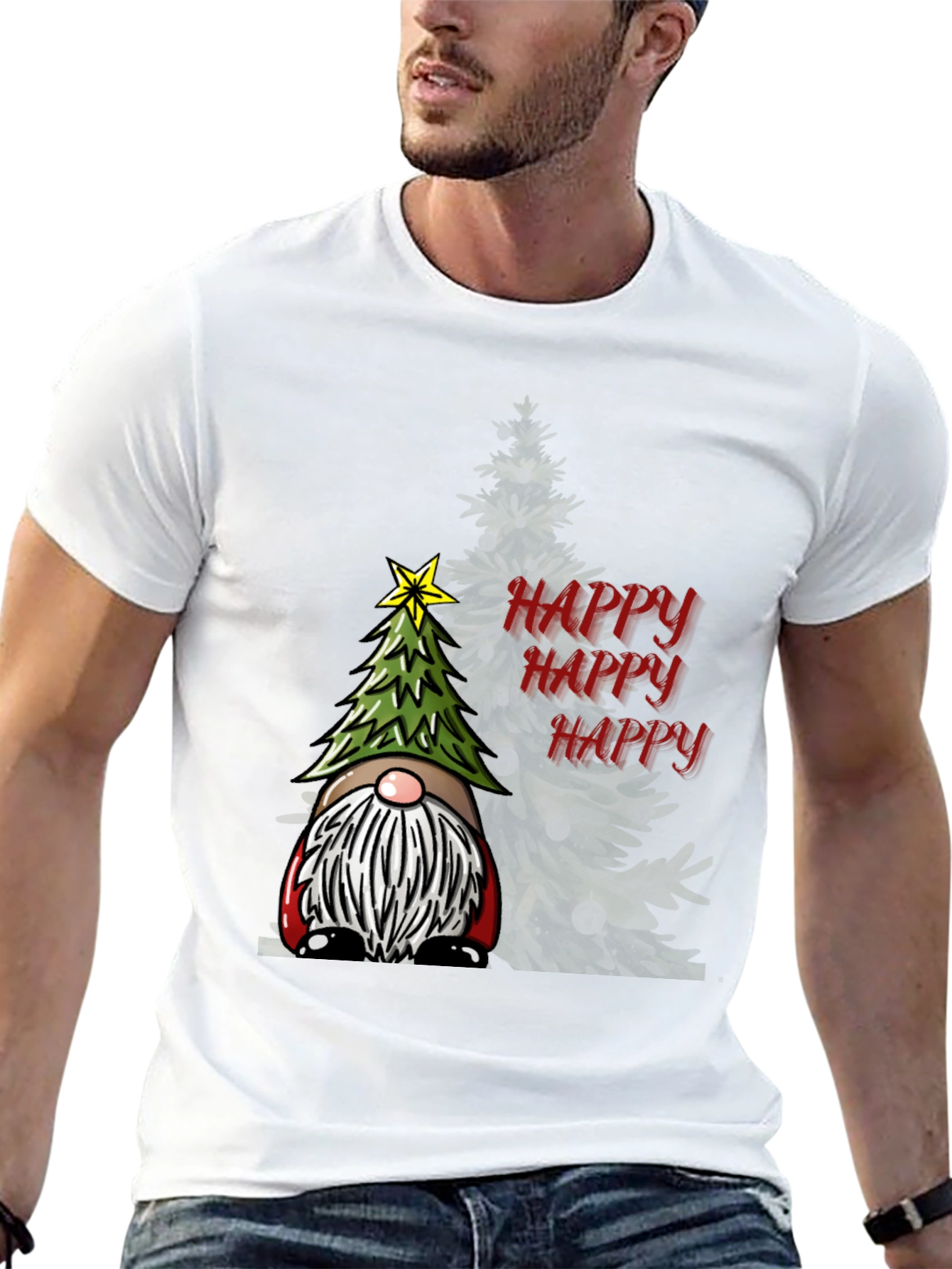 Black Happy Gnome Christmas T-Shirt view 13