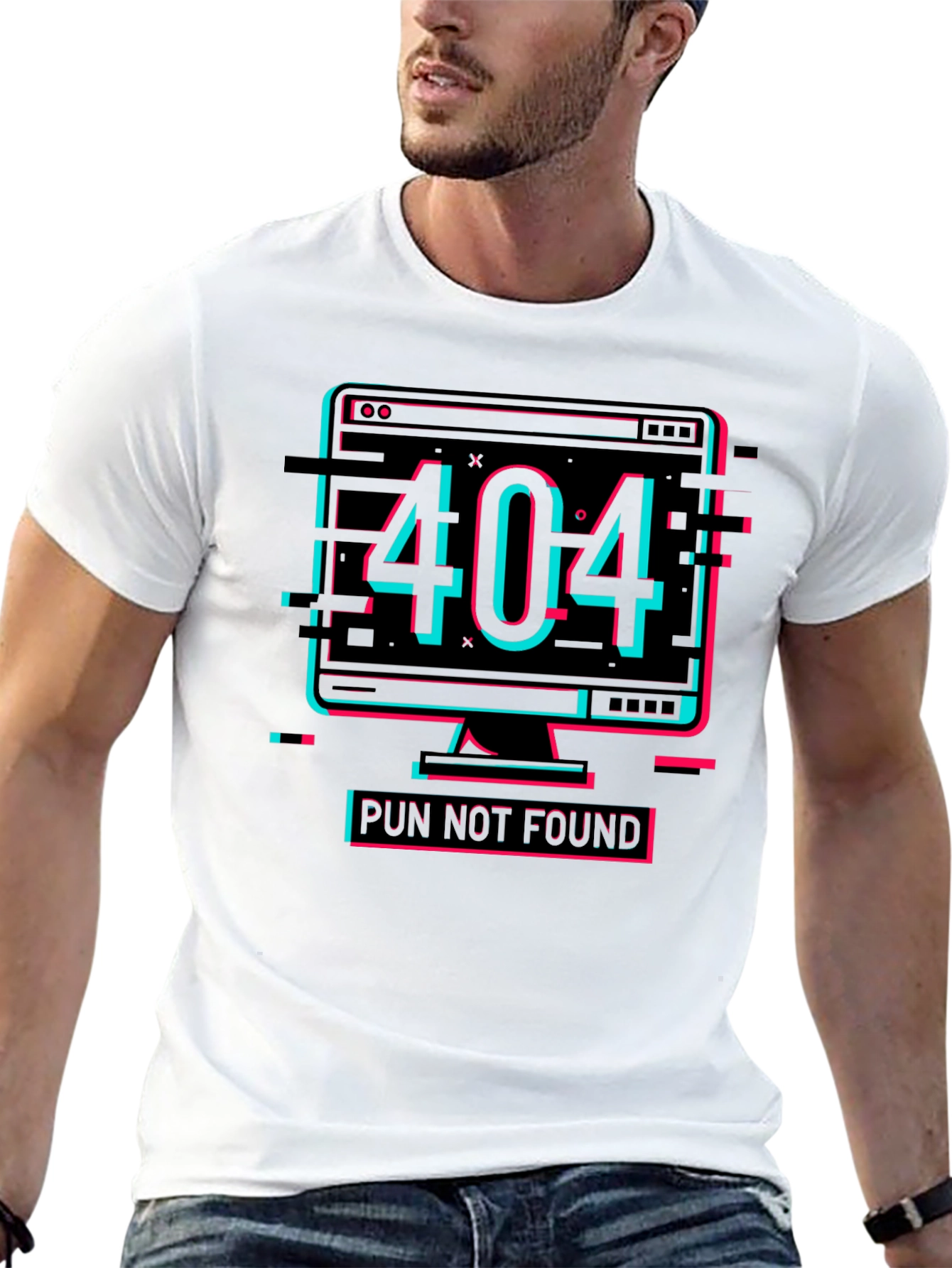 Black 404 Pun Not Found Graphic Tee - Humor Shirt view 13