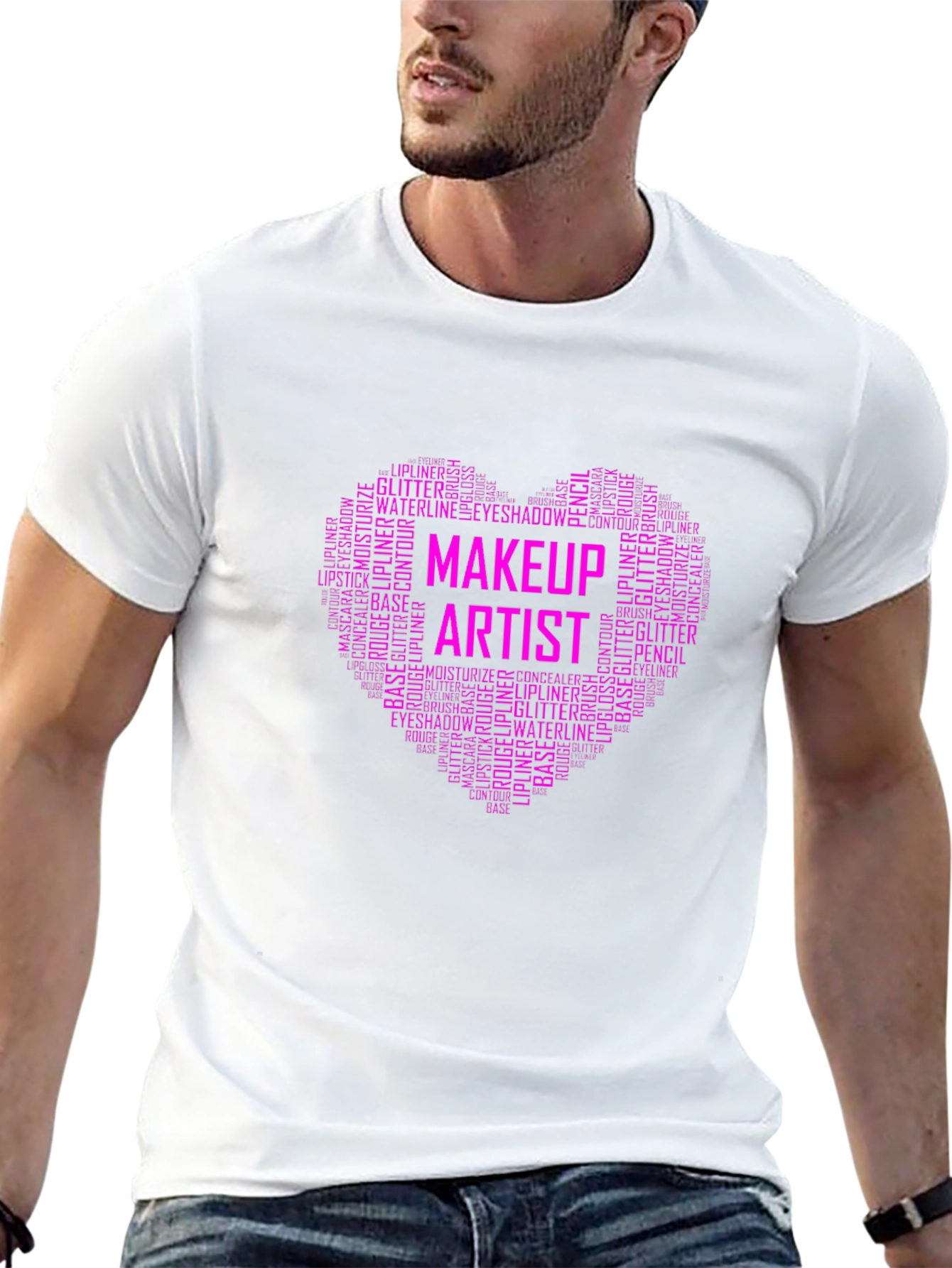 Black Makeup Artist Word Art Heart T-Shirt view 13