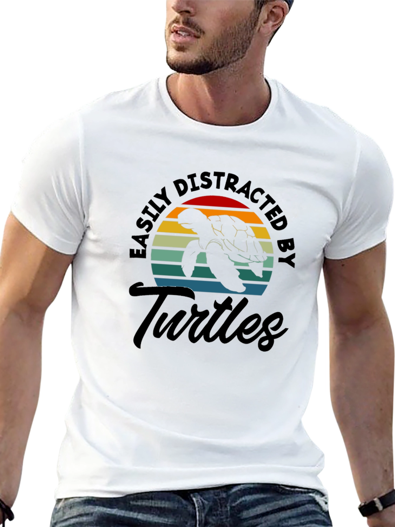 Black Easily Distracted by Turtles Graphic T-Shirt view 13