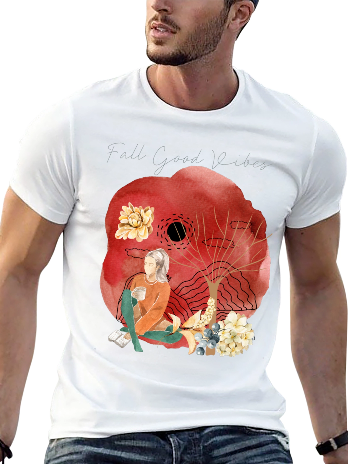 Black Fall Good Vibes Graphic Tee - Cozy Autumn Style view 13