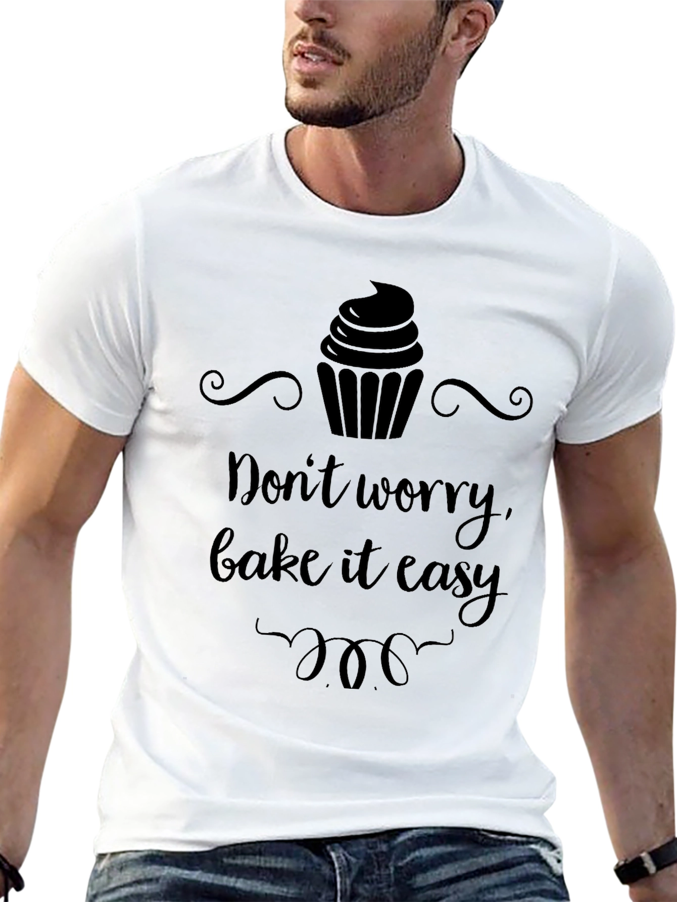 Black Don't Worry Bake It Easy T-Shirt view 13
