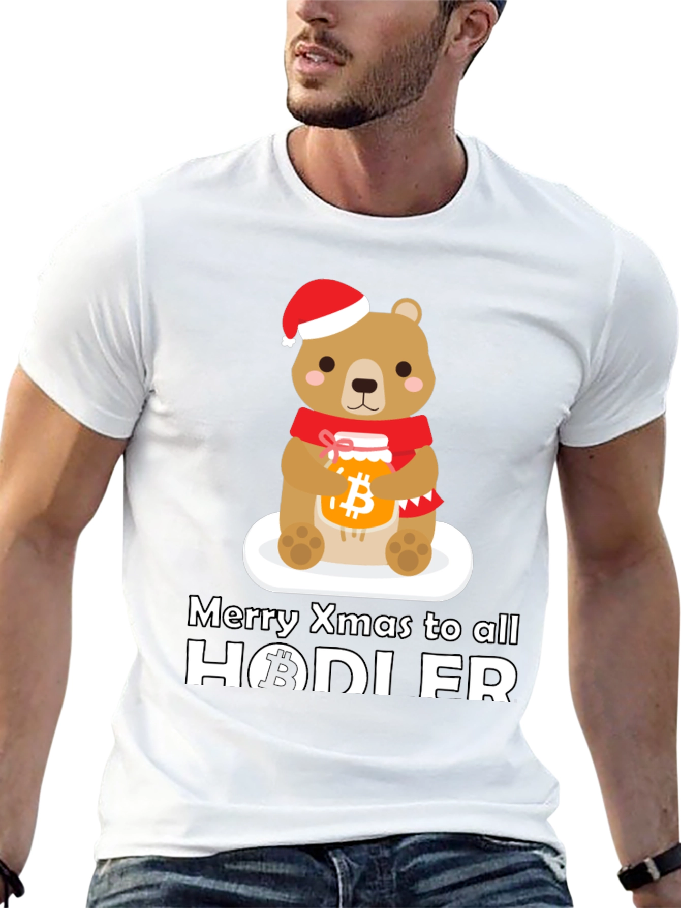Black Crypto Christmas HODLER Bear T-Shirt view 13