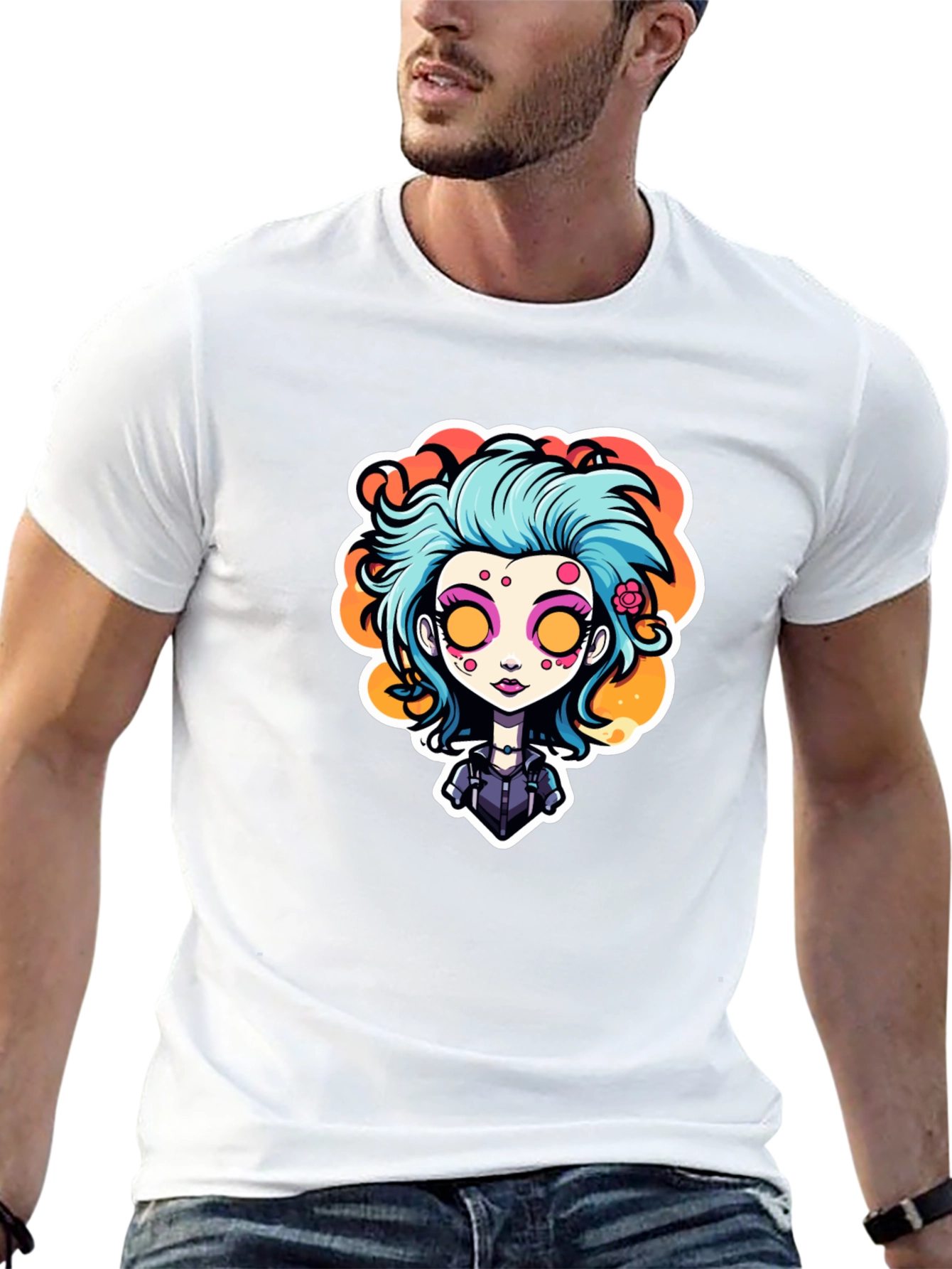 Black Cartoon Girl Graphic Tee - Unique Style view 13