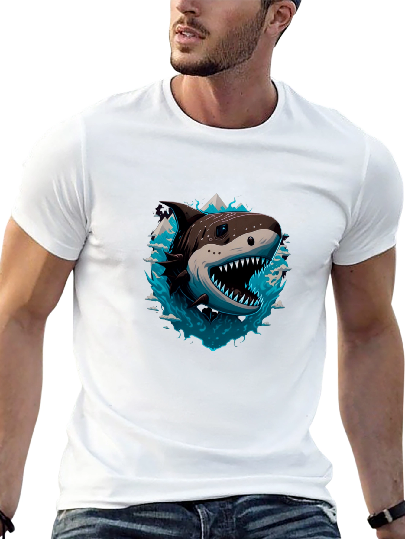 Black Shark T-Shirt - Fierce Graphic Tee view 13