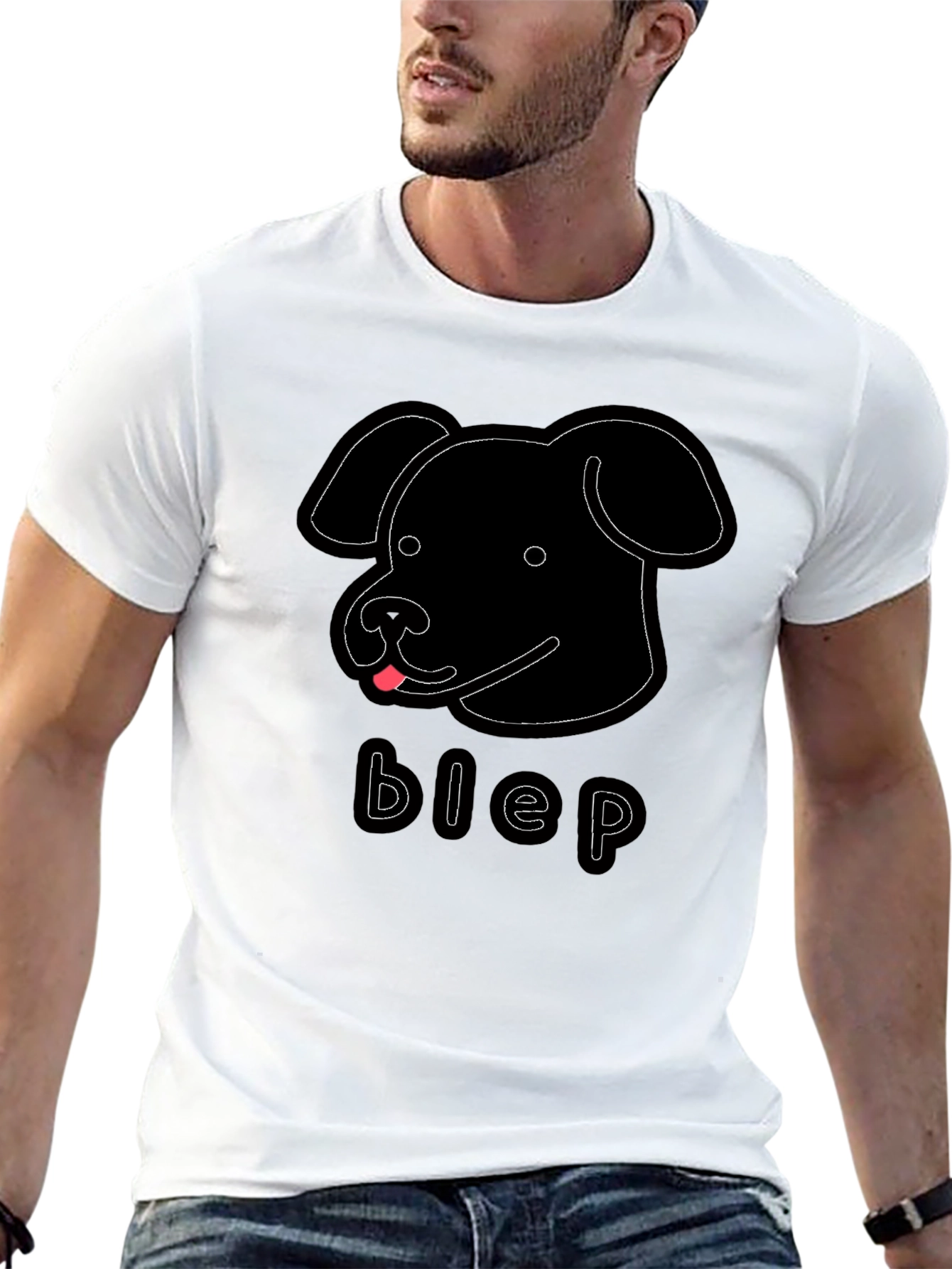 Black Blep Dog Graphic Tee - Men's Black T-Shirt view 13