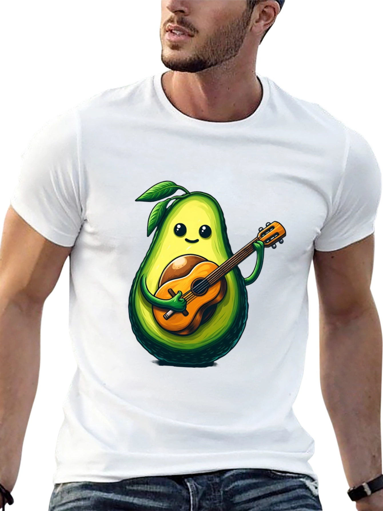 Black Avocado Guitar Player Graphic T-Shirt view 13