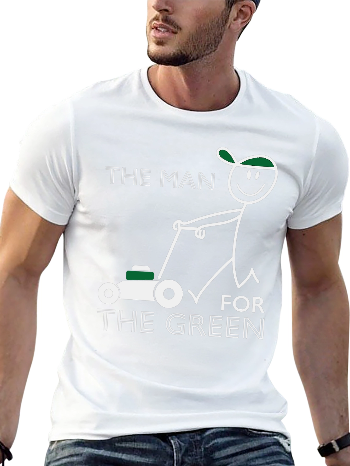 Black The Man for the Green T-Shirt Funny Lawn Mower Tee view 13