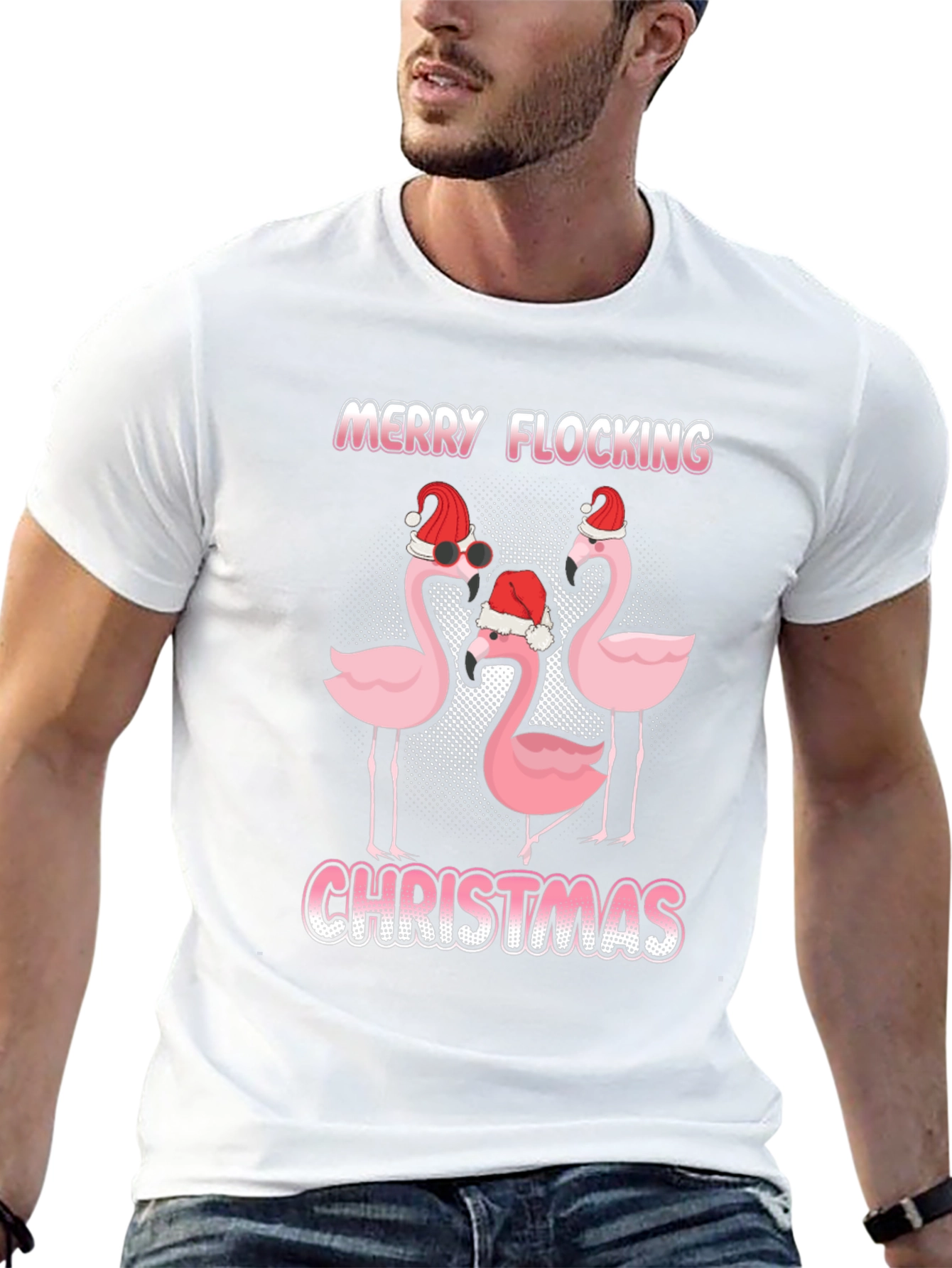 Black Merry Flocking Christmas Graphic Tee view 13