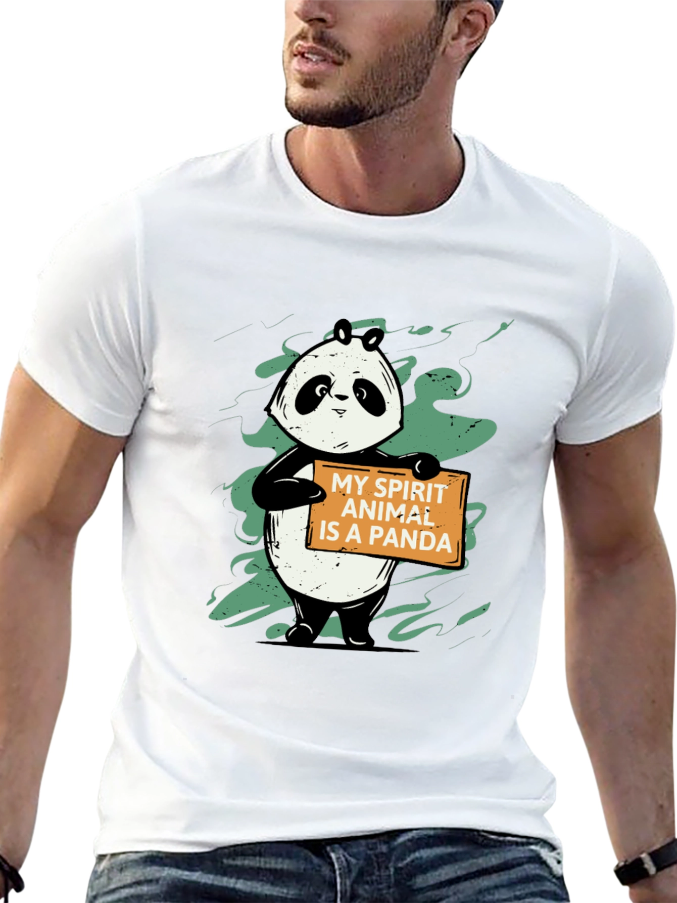 Black Panda Spirit Animal Graphic T-Shirt - Unisex Black Tee view 13