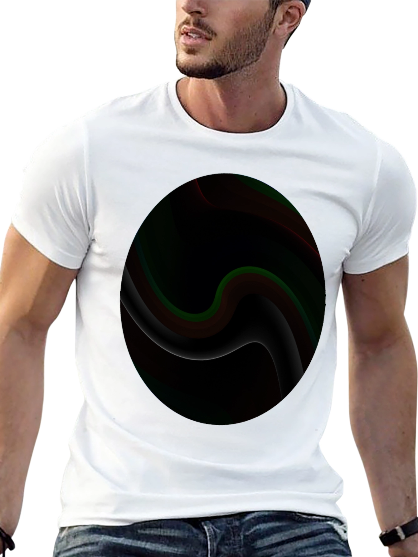 Black Abstract Swirl Graphic T-Shirt - Modern Art Tee view 13