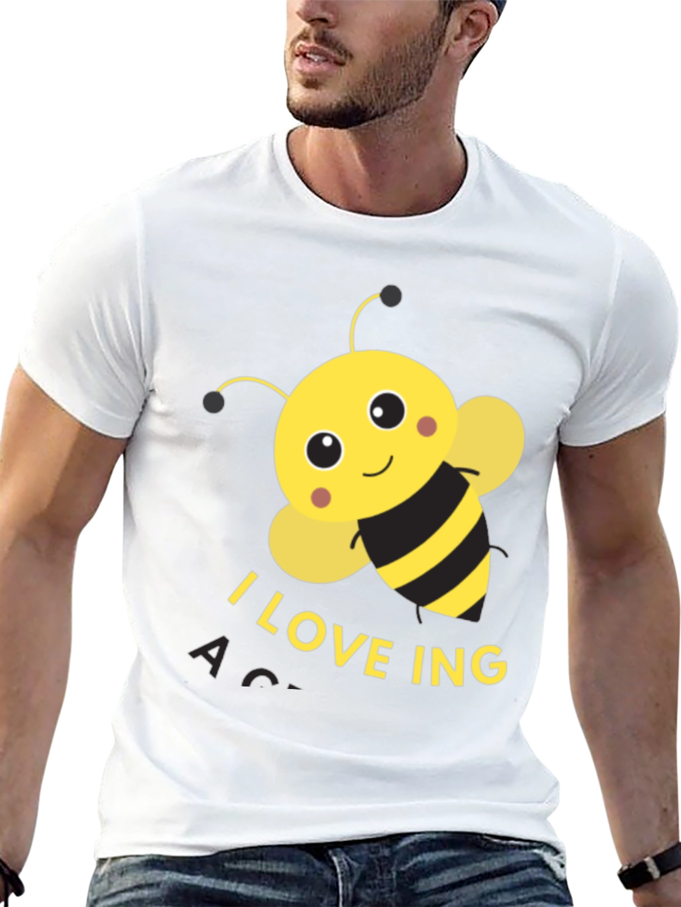 Black I Love Bee-ing Active Black T-Shirt view 13