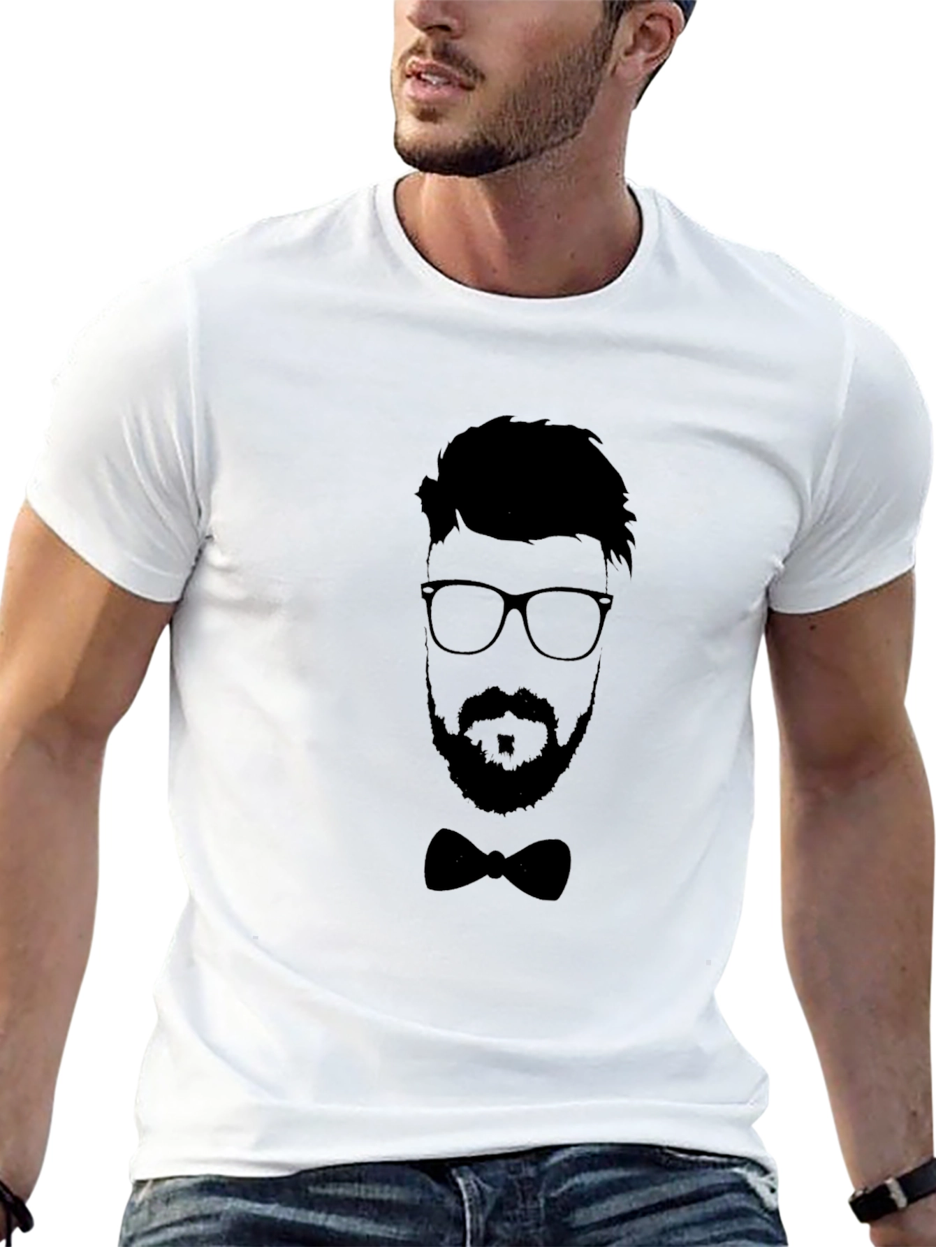 Black Men's Black Silhouette Graphic Tee - Smart Casual view 13