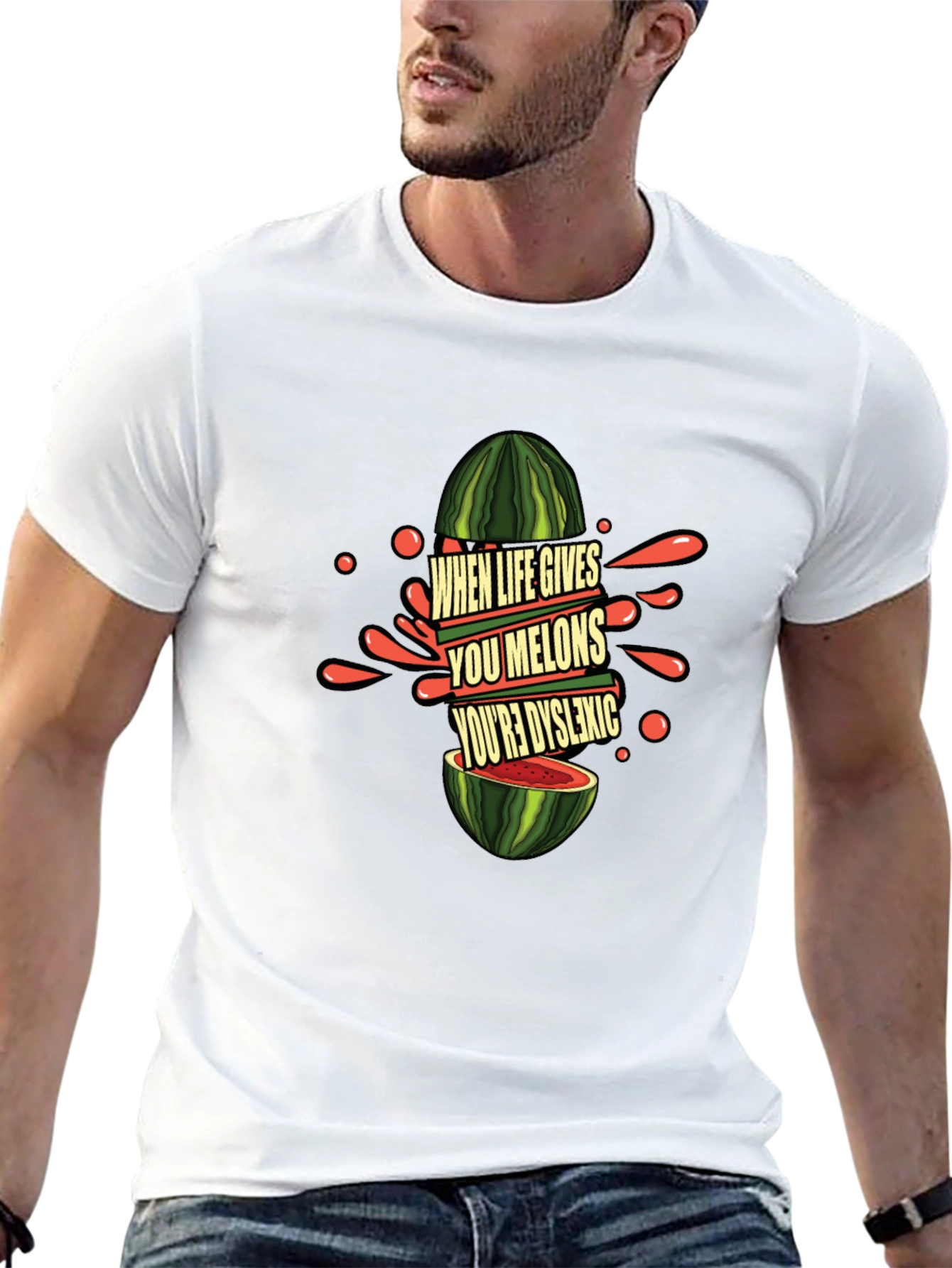 Black Funny Dyslexic Watermelon Graphic Tee view 13