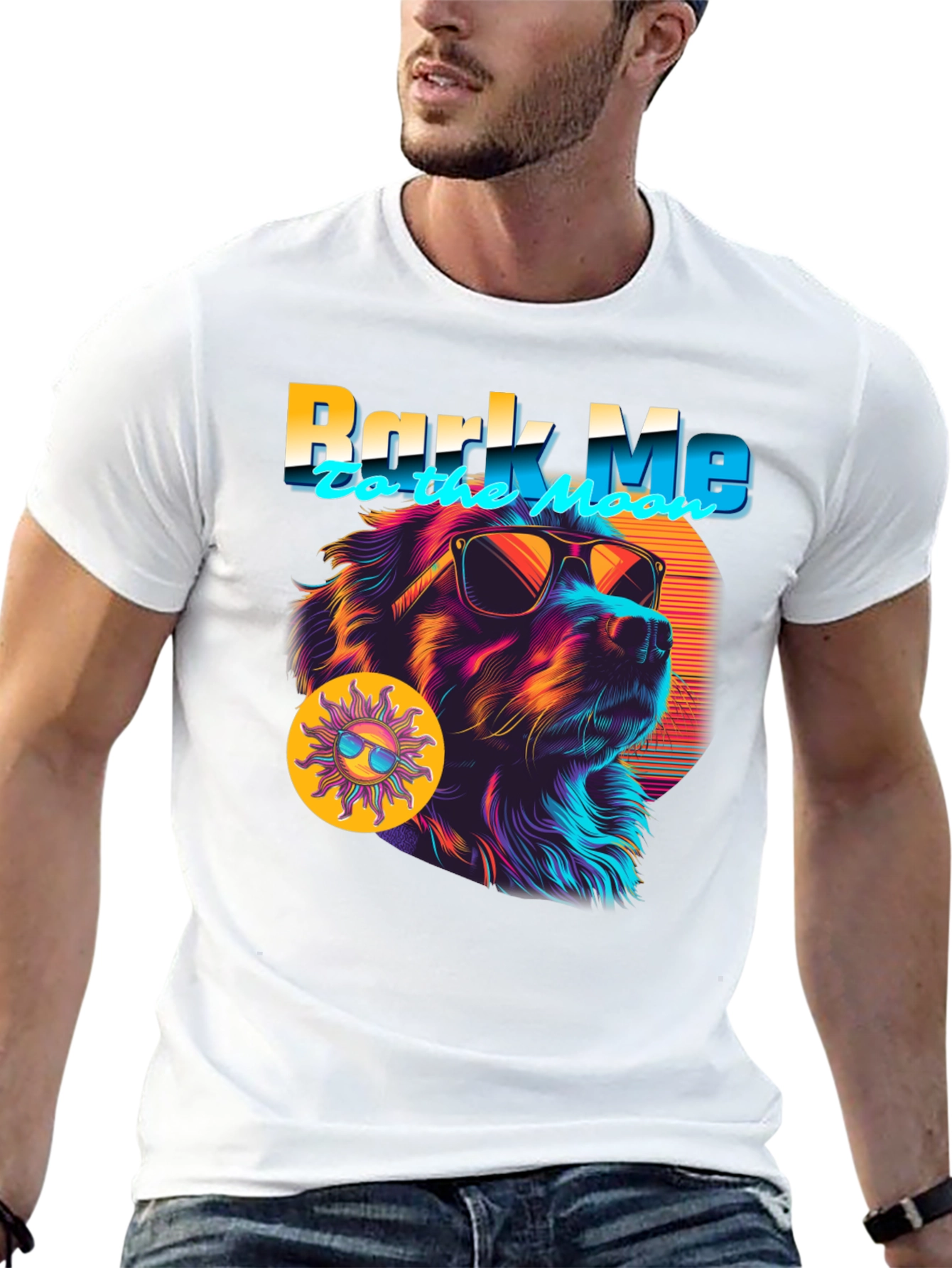 Black Bark Me To The Moon Dog Graphic T-Shirt view 13