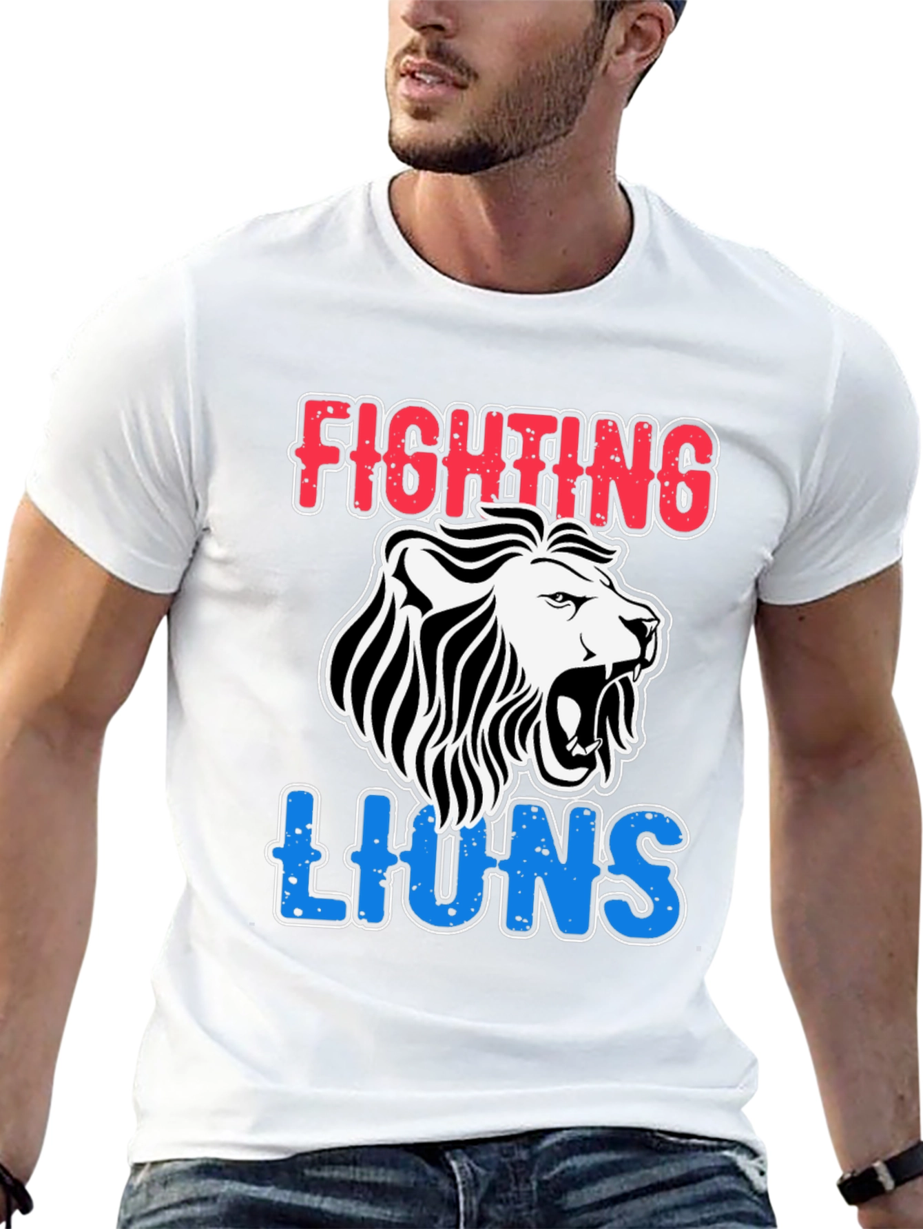 Black Fighting Lions Graphic T-Shirt - Black view 13