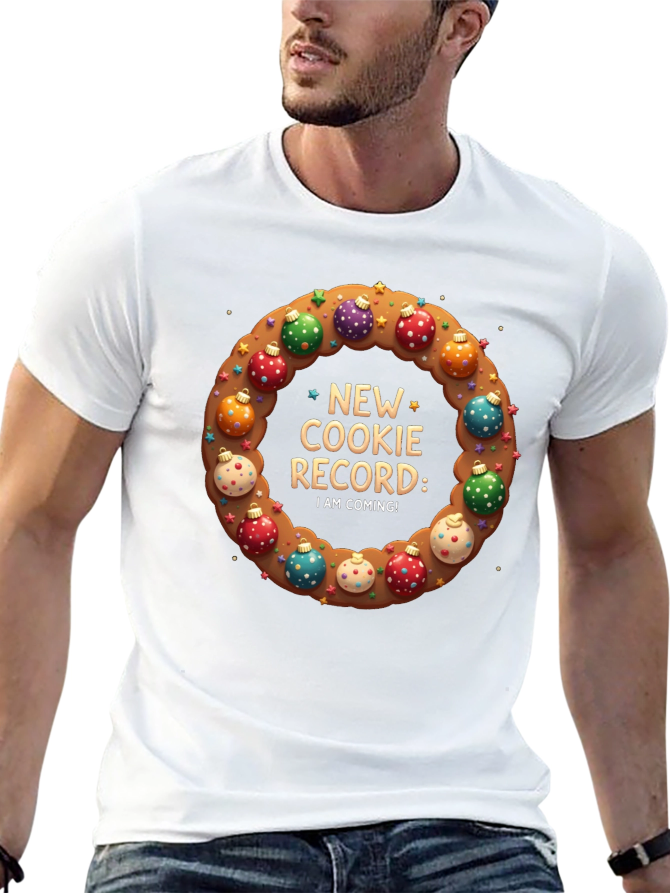 Black Cookie Record T-Shirt Festive Holiday Apparel view 13
