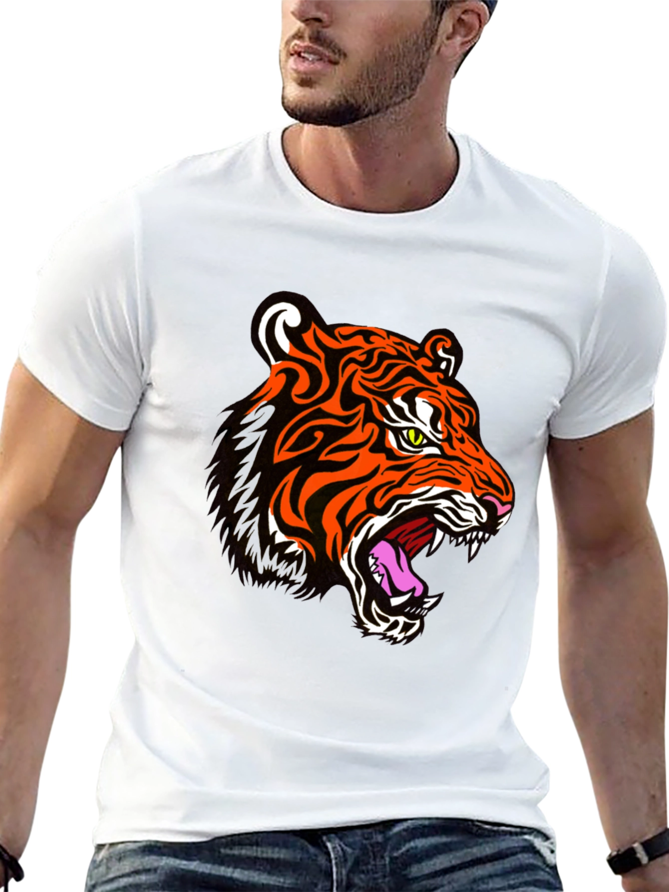 Black Tiger Graphic Print Black T-Shirt view 13