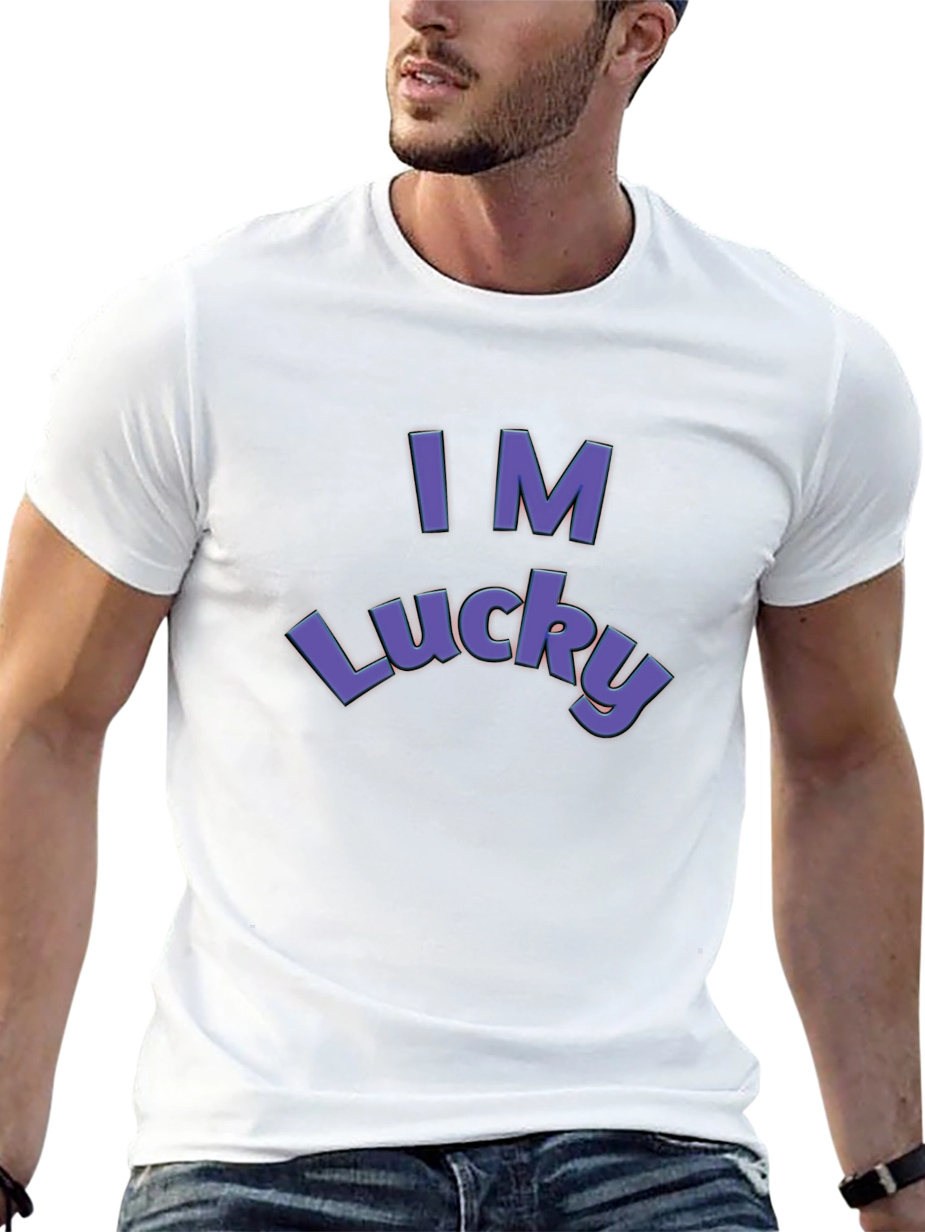 Black I'm Lucky T-Shirt - Stylish Graphic Tee view 13