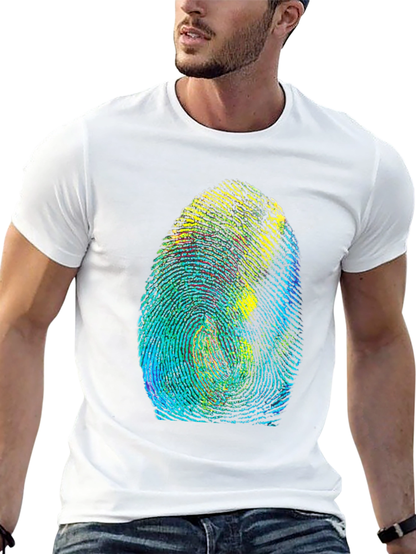Black Unique Fingerprint Graphic Tee - Black view 13