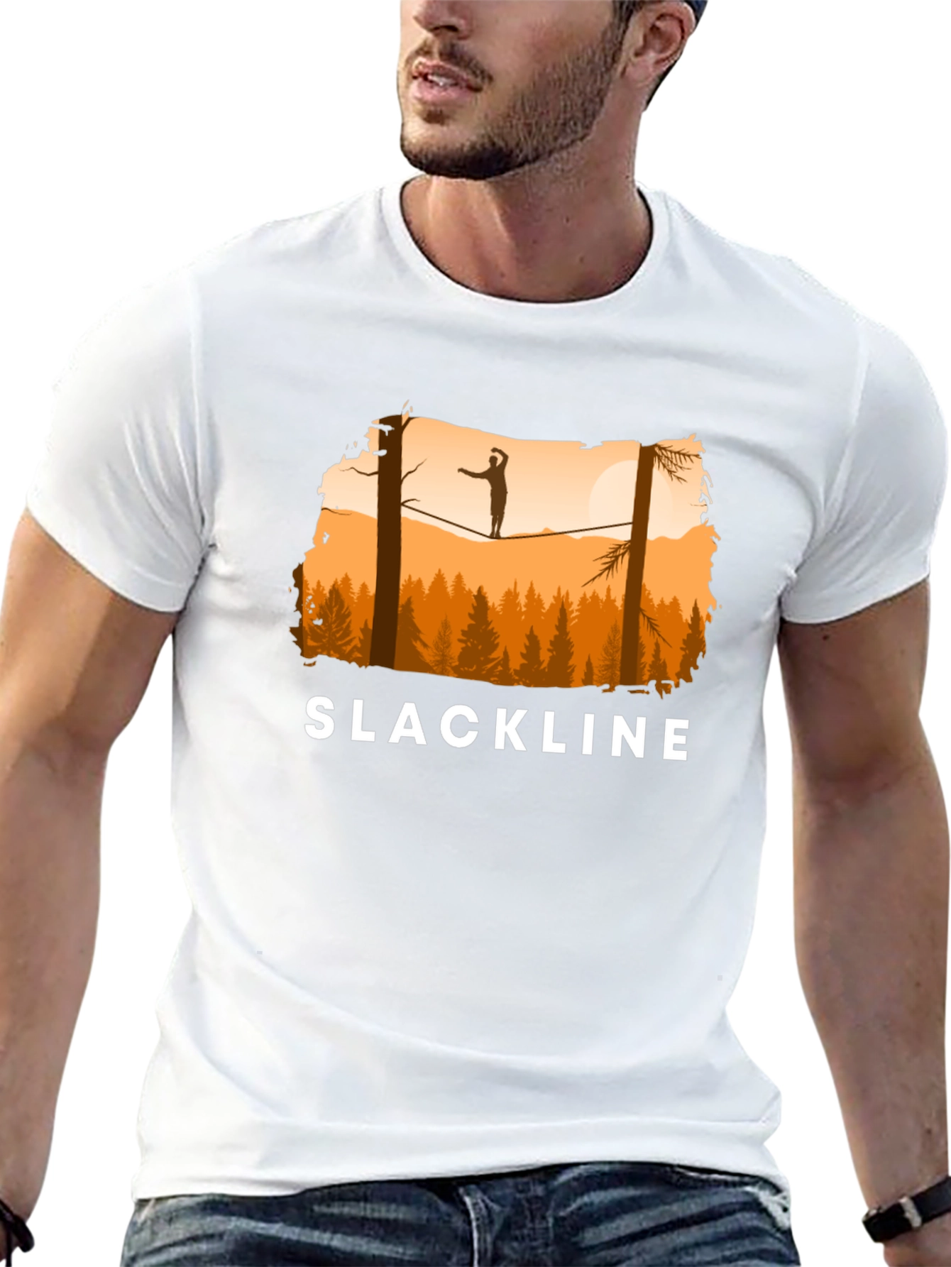 Black Slackline T-Shirt Balance in Nature view 13