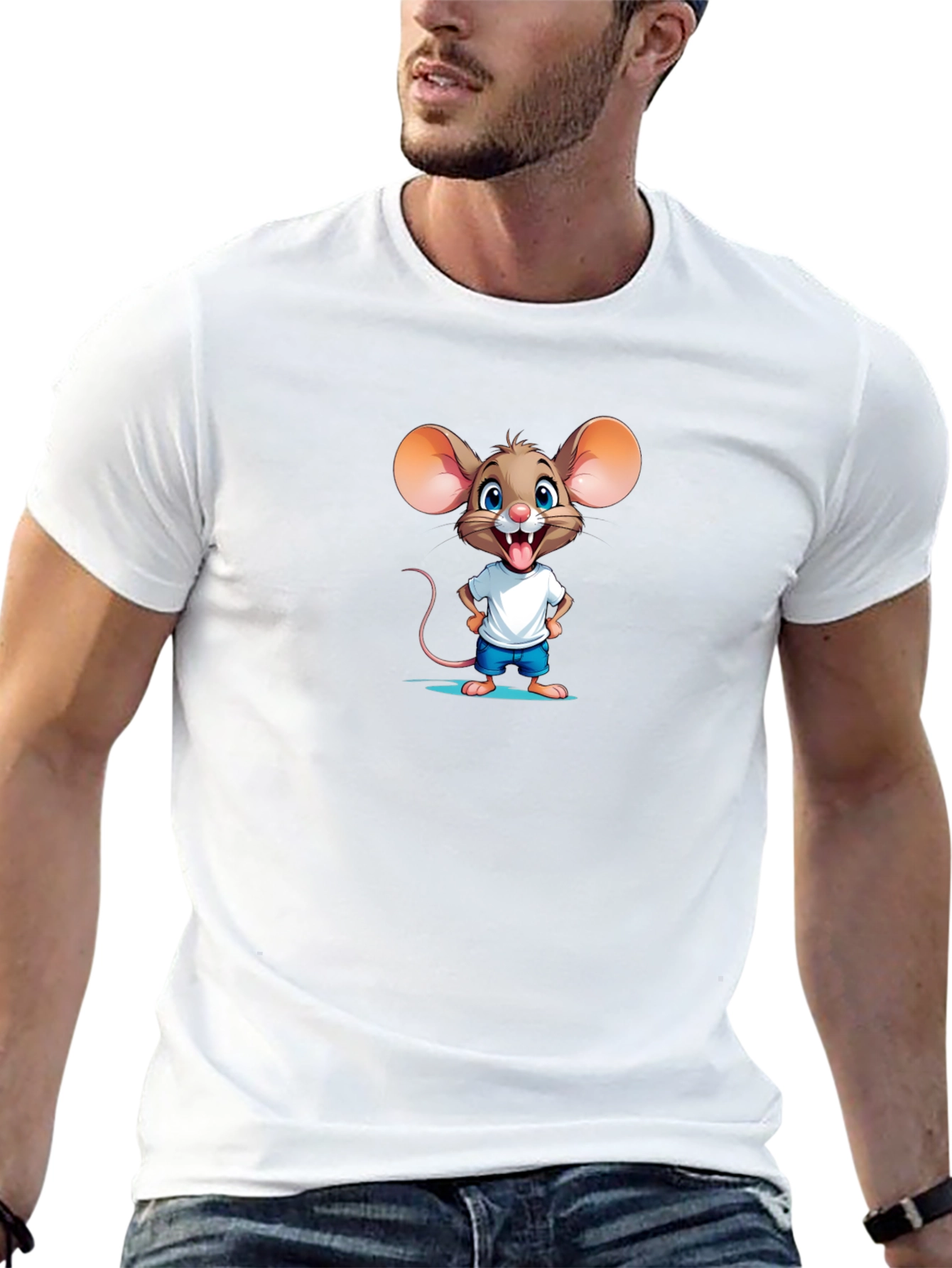 Black Cartoon Mouse Graphic Tee - Funny & Cute view 13