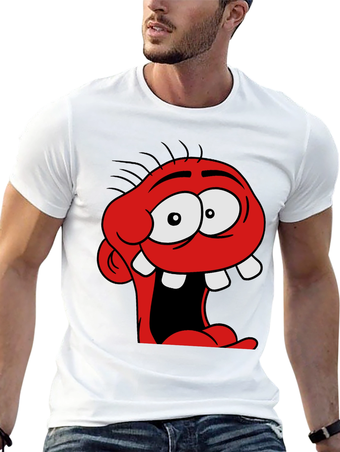 Black Cartoon Monster Graphic Black T-Shirt view 13