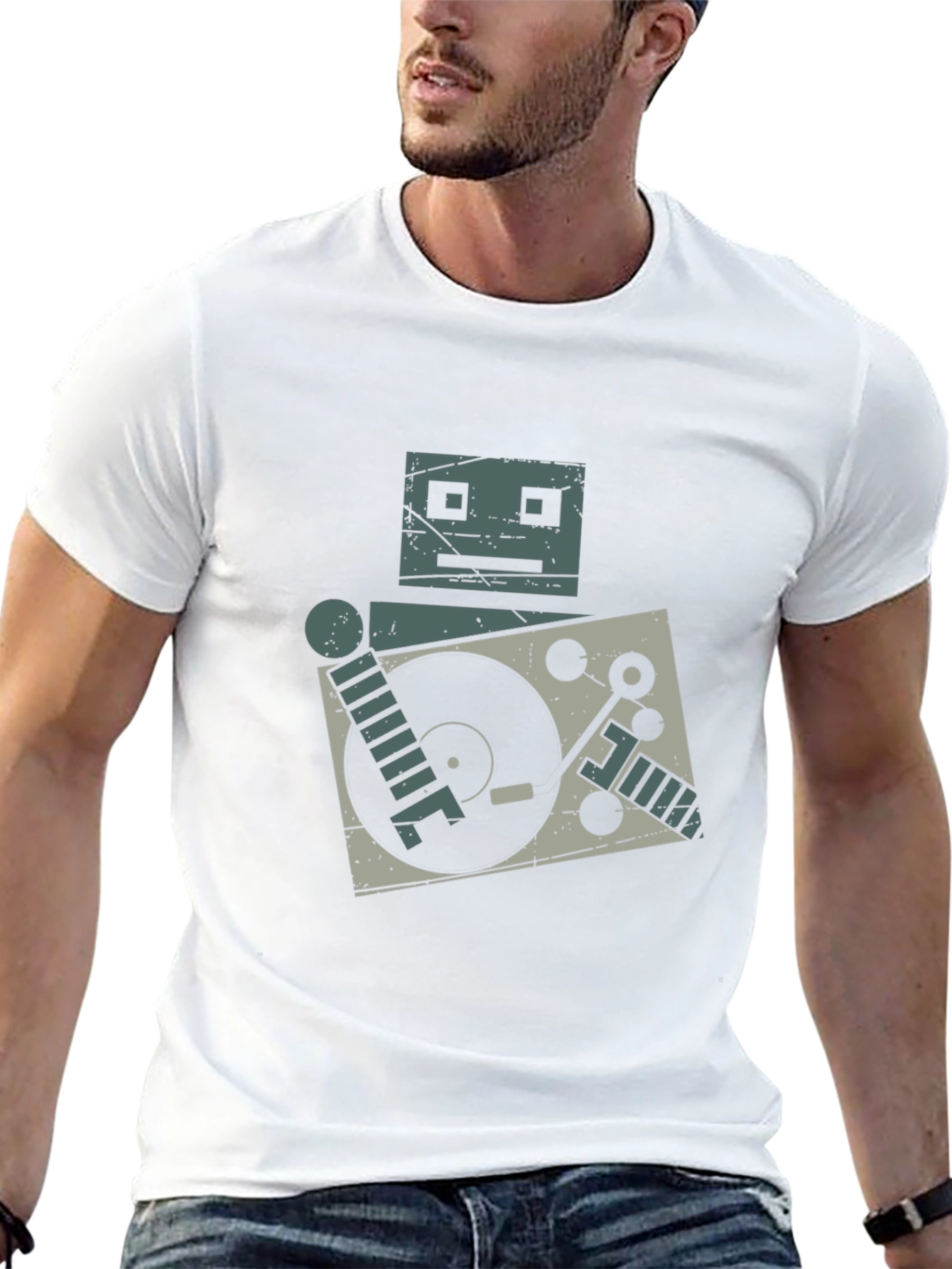 Black Robot DJ Graphic Tee - Turntable Cool view 13