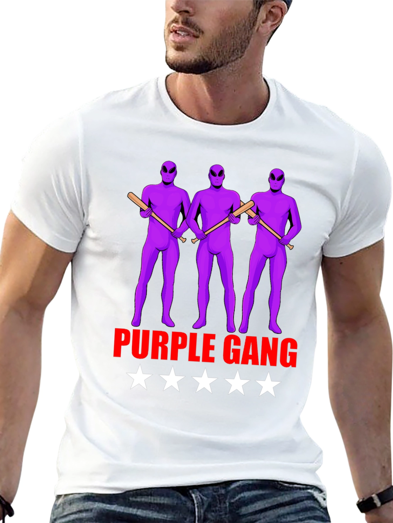 Black Purple Gang Alien Graphic T-Shirt view 13