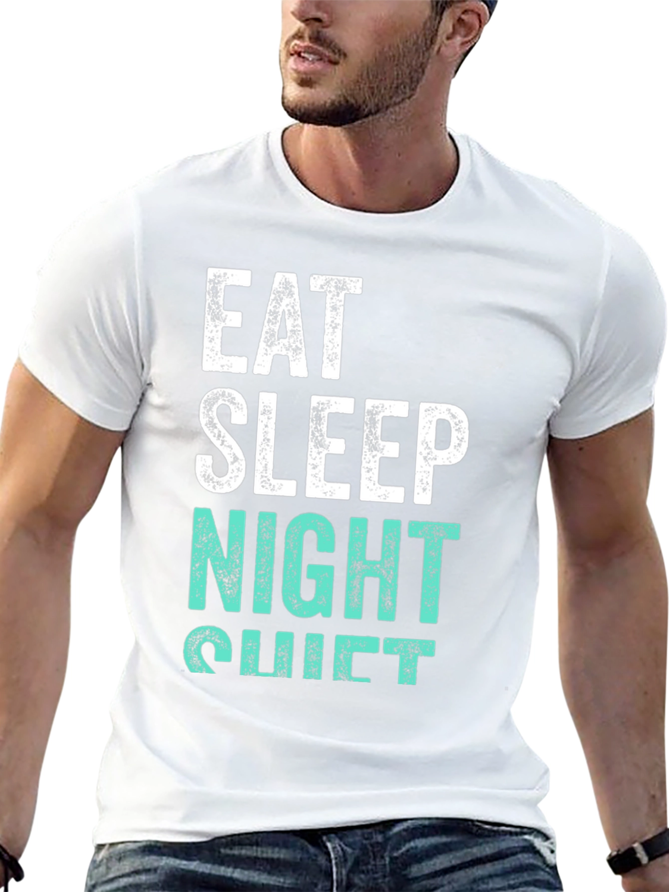 Black Eat Sleep Night Shift T-Shirt view 13