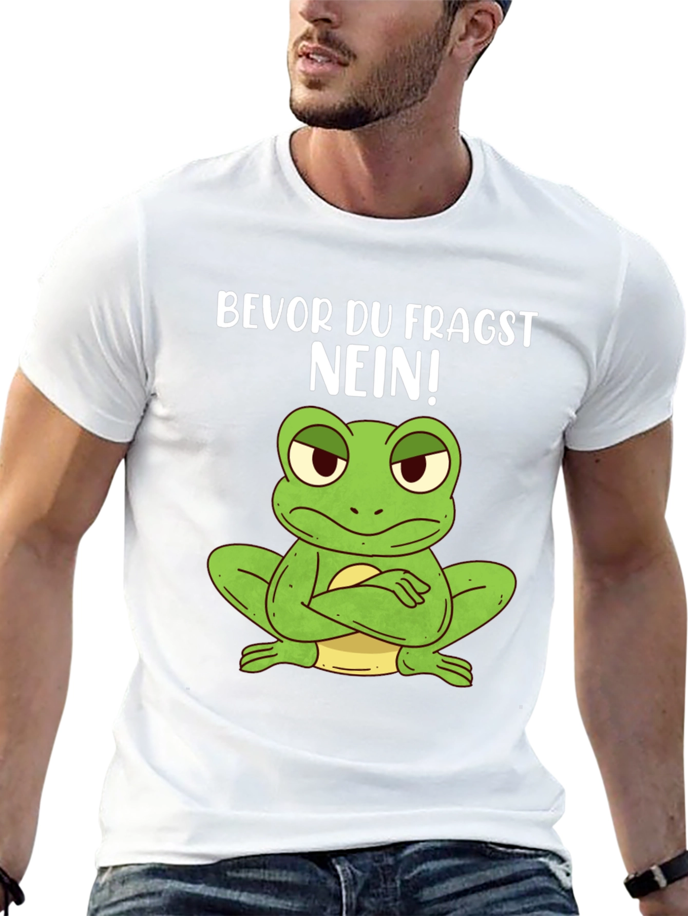 Black Funny Frog T-Shirt - "Bevor Du Fragst NEIN!" view 13
