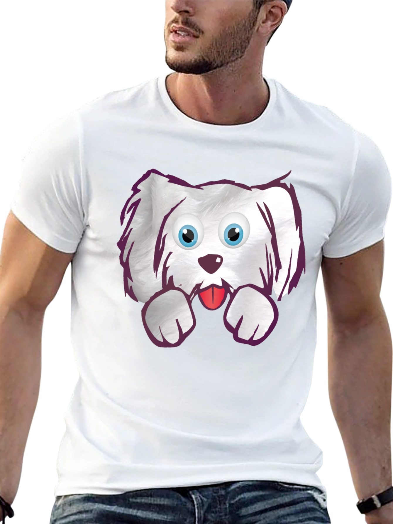 Black Cartoon Dog Graphic T-Shirt - Cute Pet Tee view 13