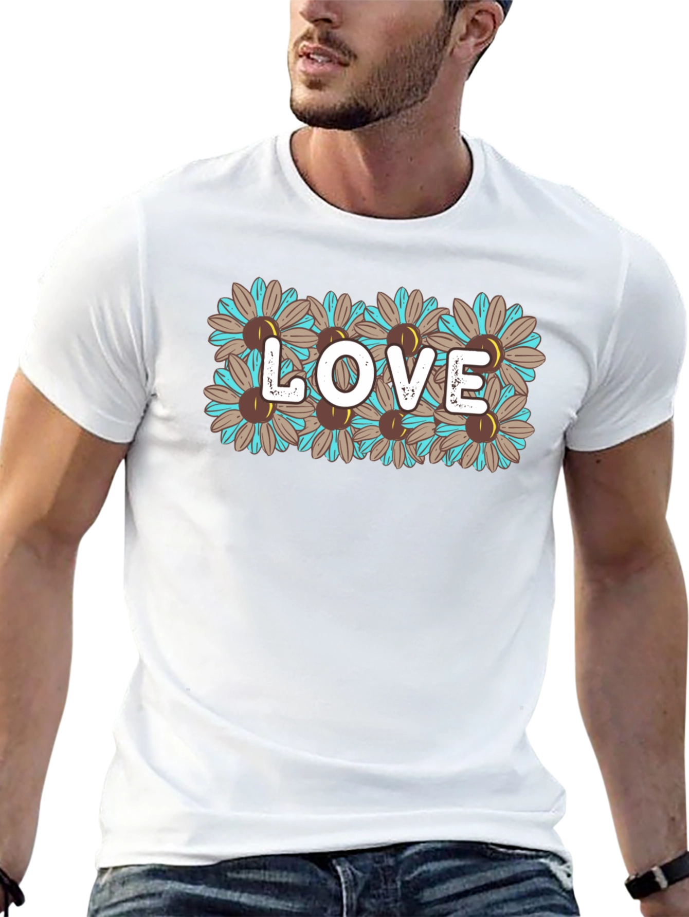 Black Floral LOVE Graphic Tee - Stylish & Unique view 13
