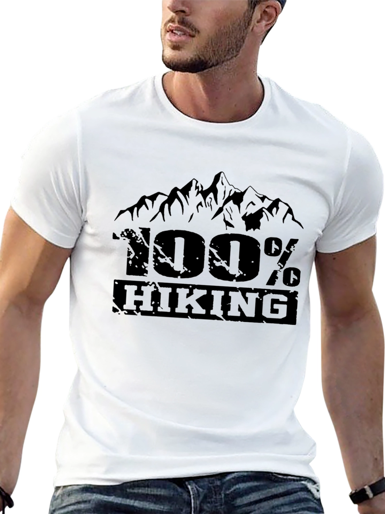 Black 100% Hiking Graphic Tee - Black Mountain Design view 13