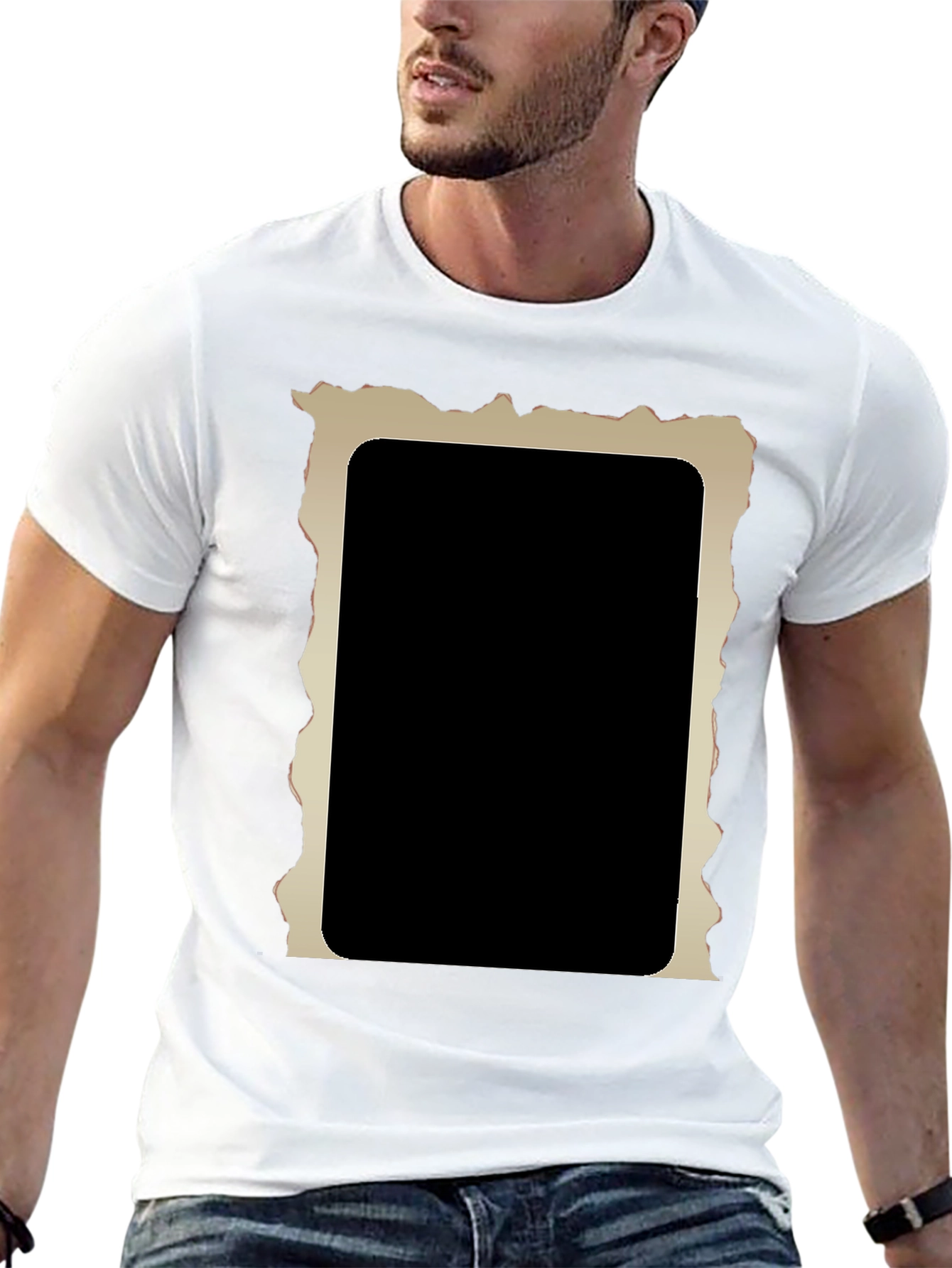 Black Edgy Graphic Tee - Ripped Frame Black Shirt view 13