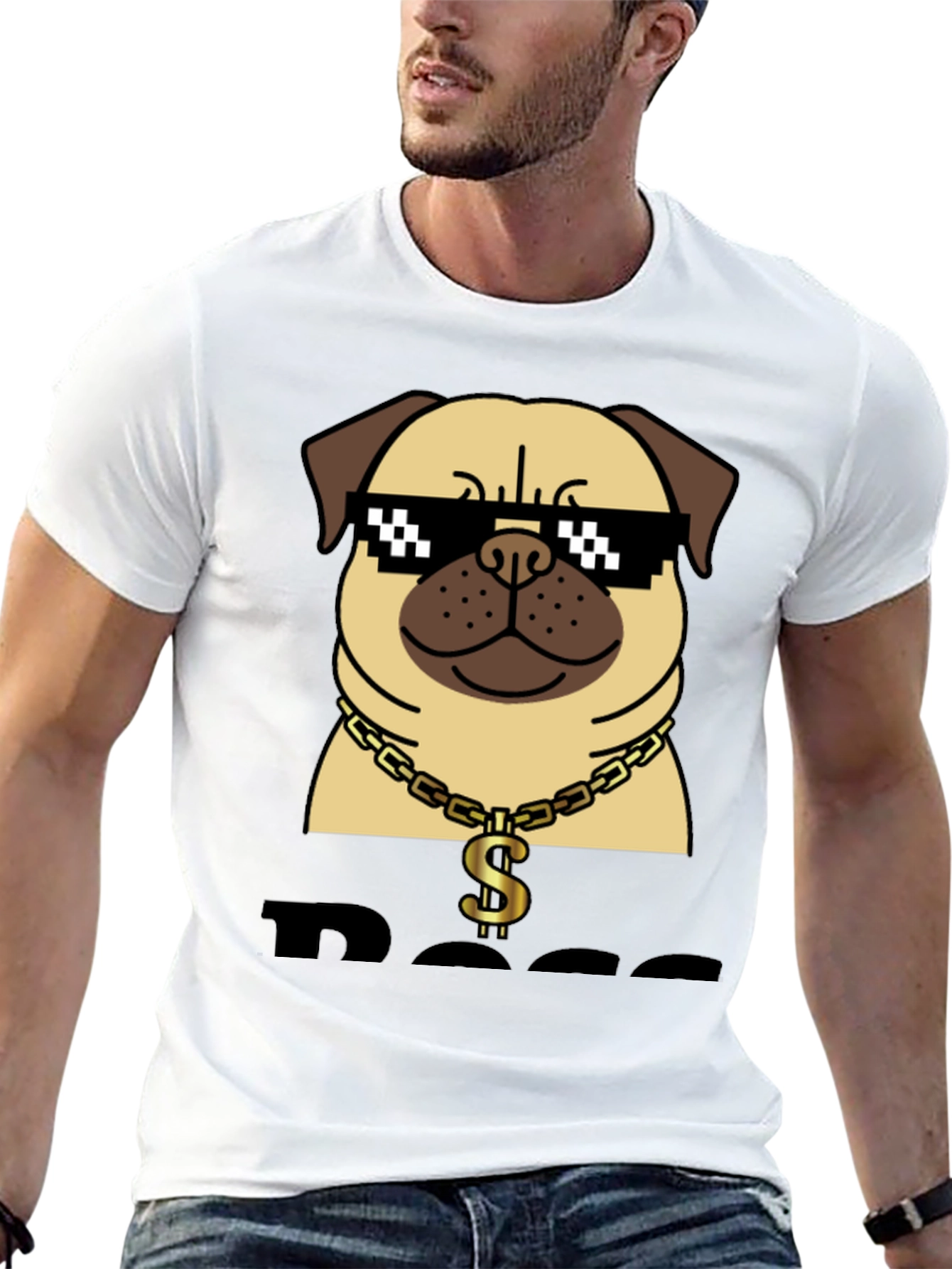 Black Pug Boss T-Shirt - Funny Dog Graphic Tee view 13