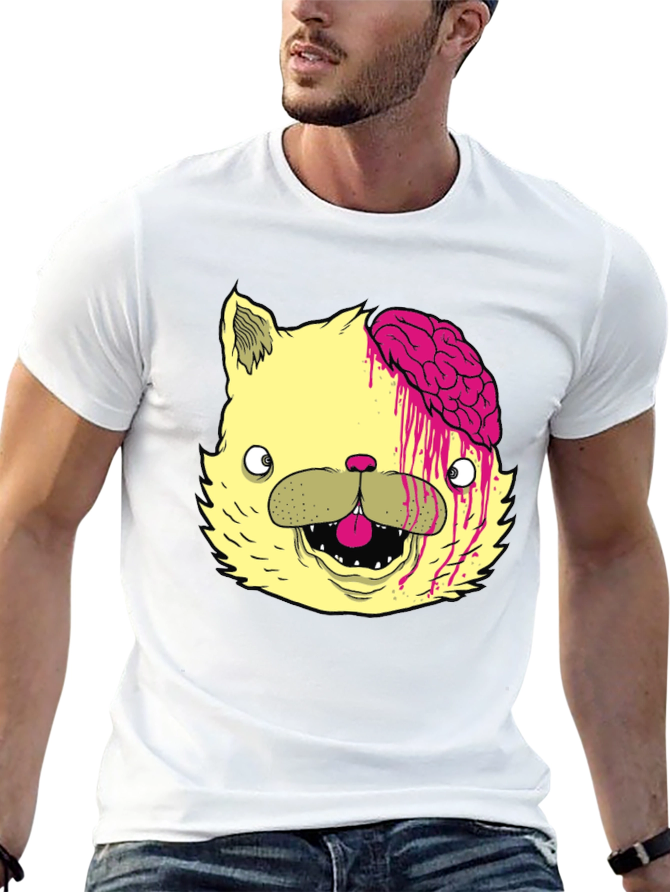 Black Zombie Cat Brains Graphic Tee - Mens view 13