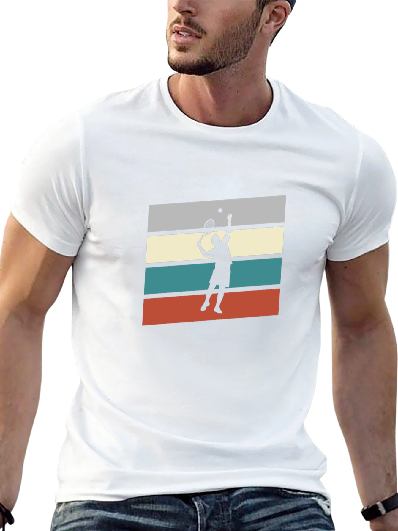 Retro Tennis Player Graphic Tee - 13