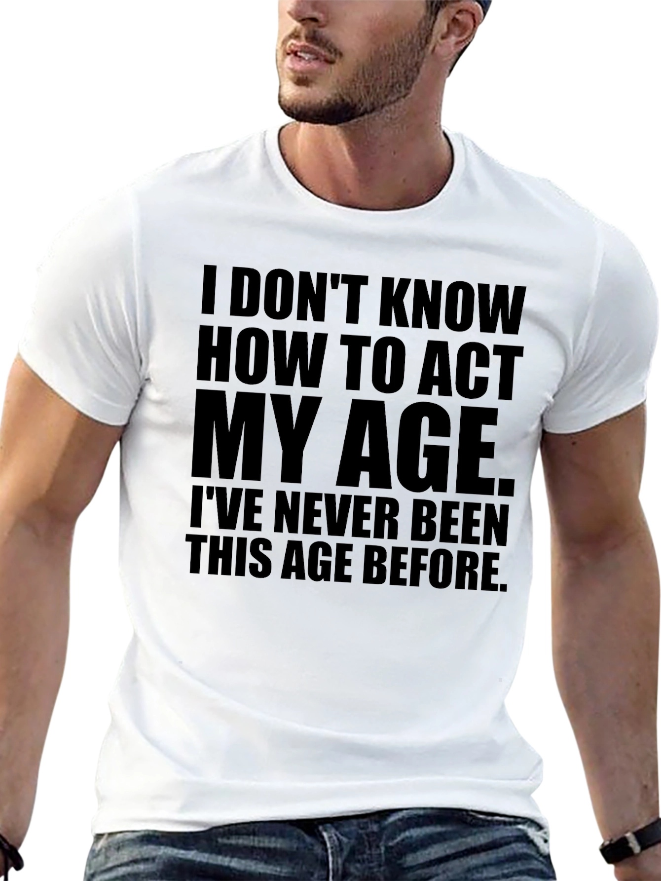 Black Funny "Act My Age" Graphic T-Shirt view 13
