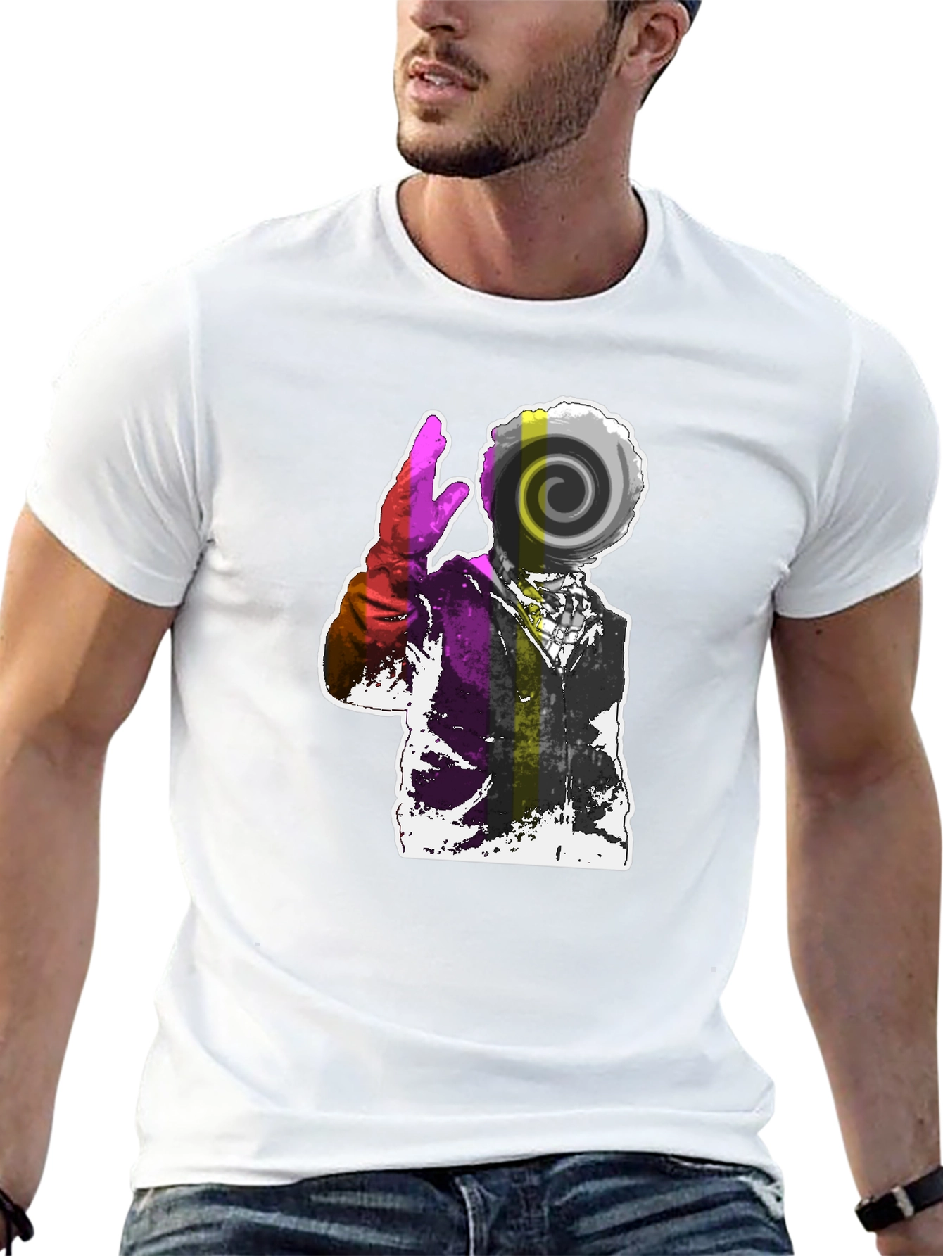 Black Abstract Swirl Graphic Tee - Men's Black T-Shirt view 13