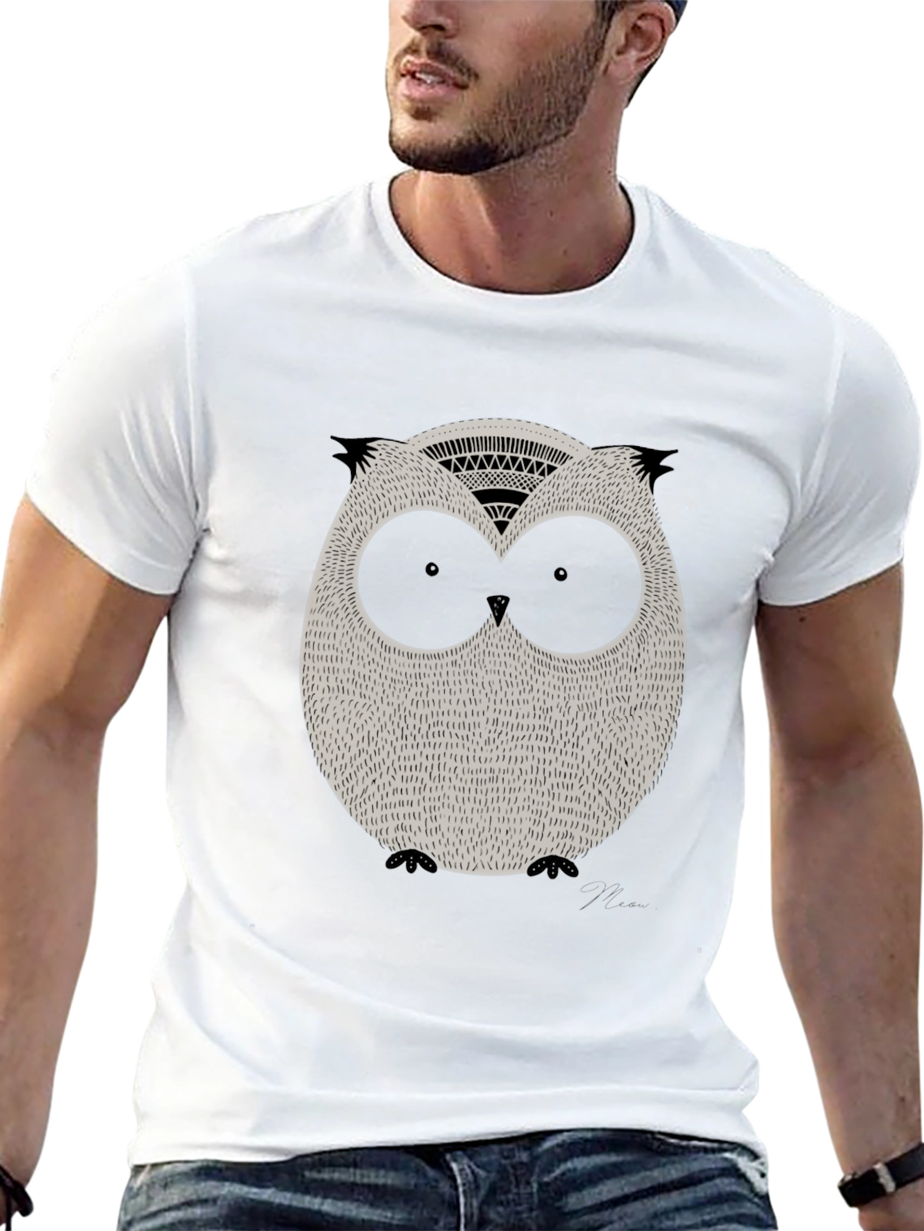 Cool Owl Graphic Print Black Tee - 13