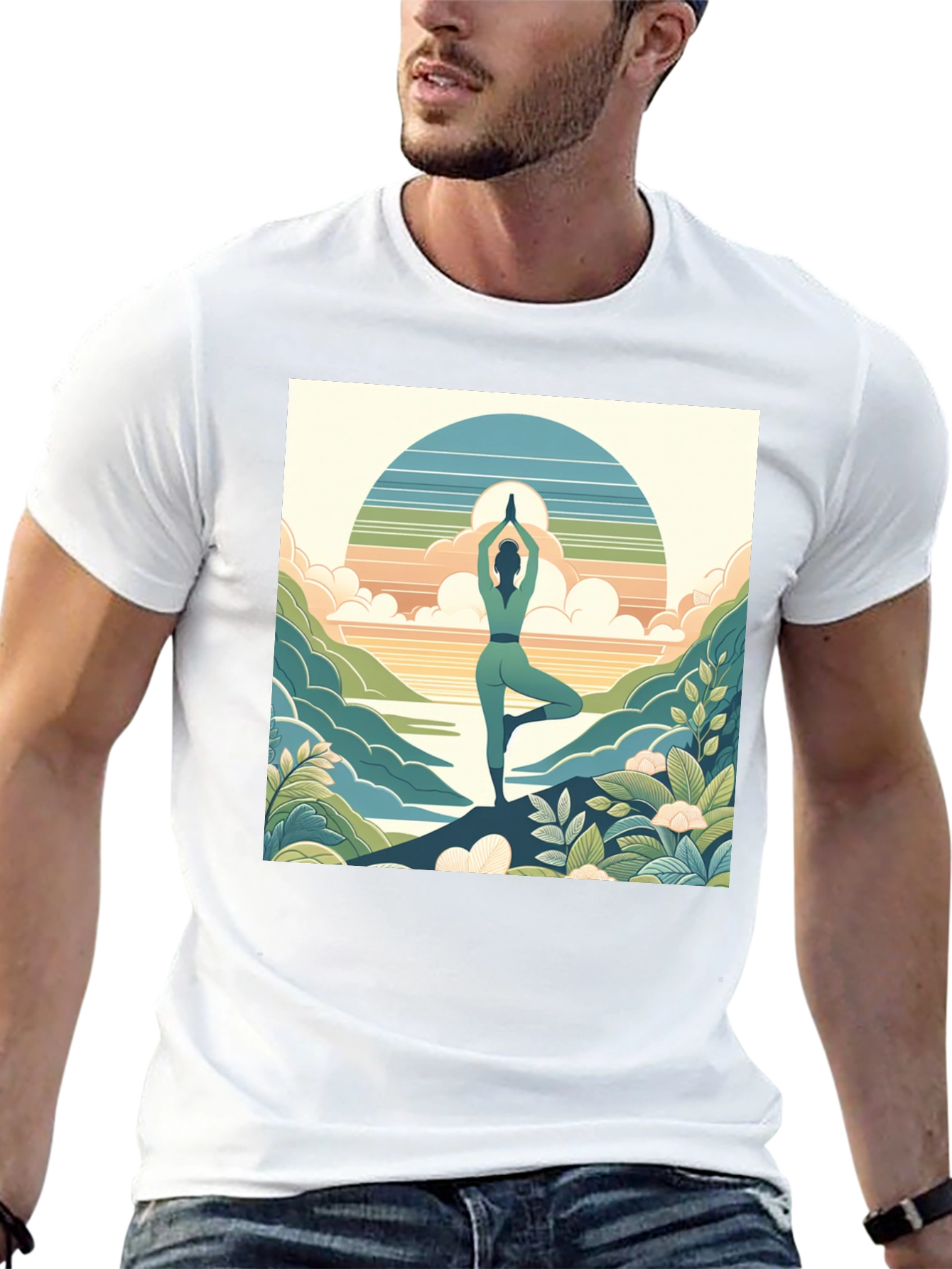 Black Yoga Serenity Tee - Nature Balance Design view 13
