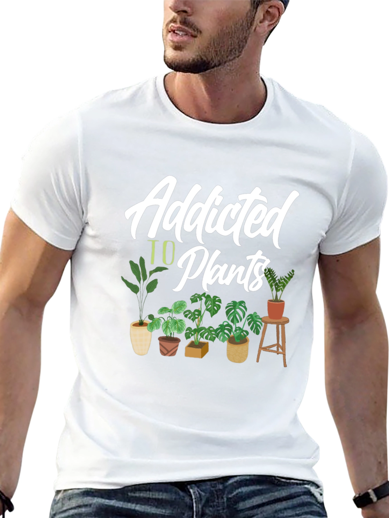 Black Addicted to Plants Graphic Tee - Black Cotton T-Shirt view 13
