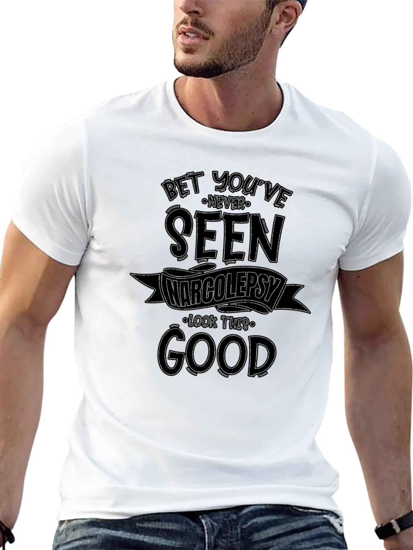 Black Narcolepsy Graphic Print Tee - Black Cotton Casual T-Shirt view 13