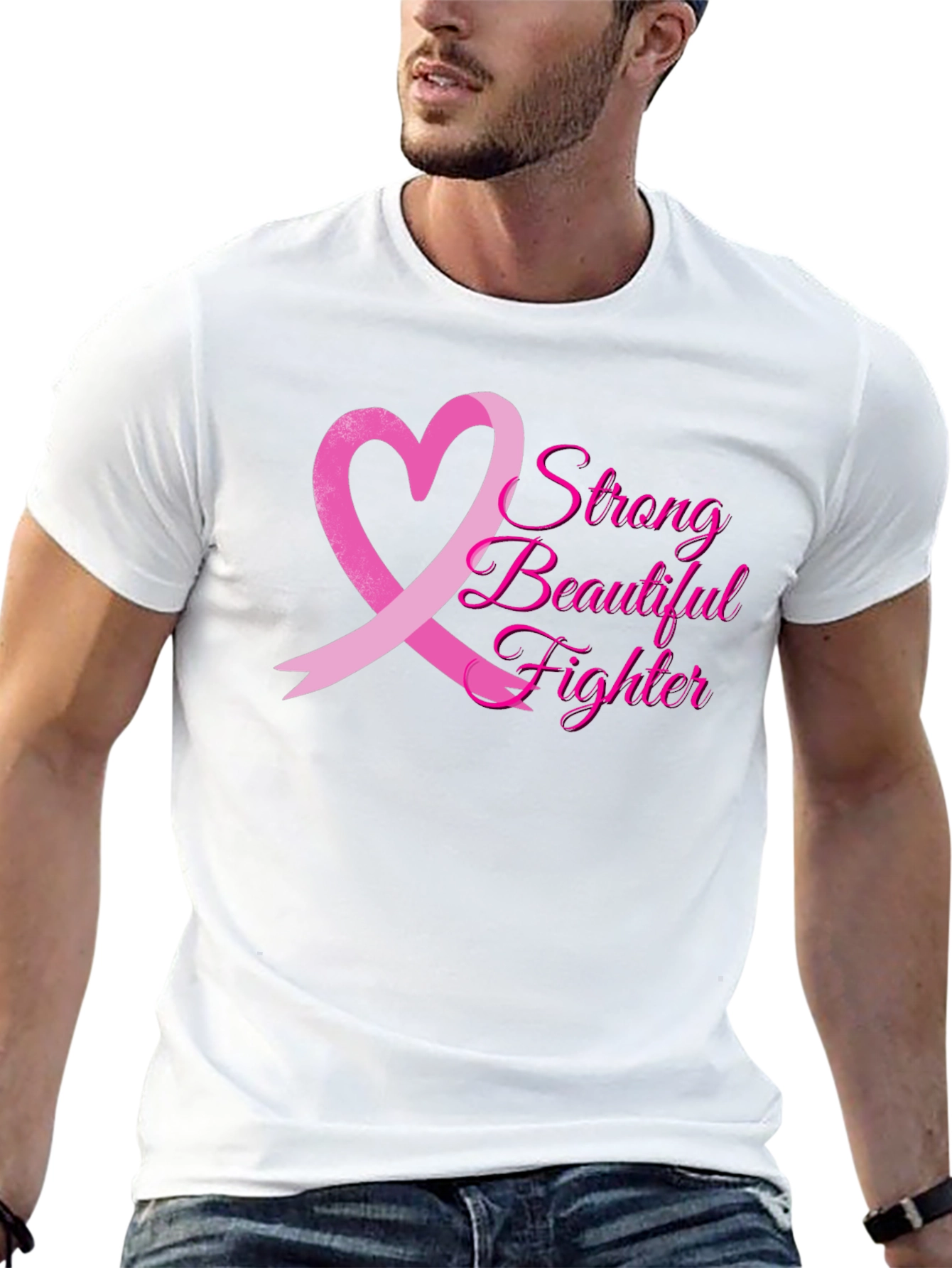Black Breast Cancer Awareness T-Shirt: Strong Beautiful Fighter view 13