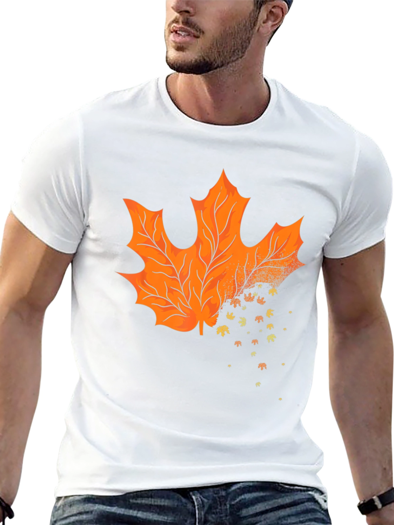 Black Autumn Leaf T-Shirt - Stylish Fall Apparel view 13