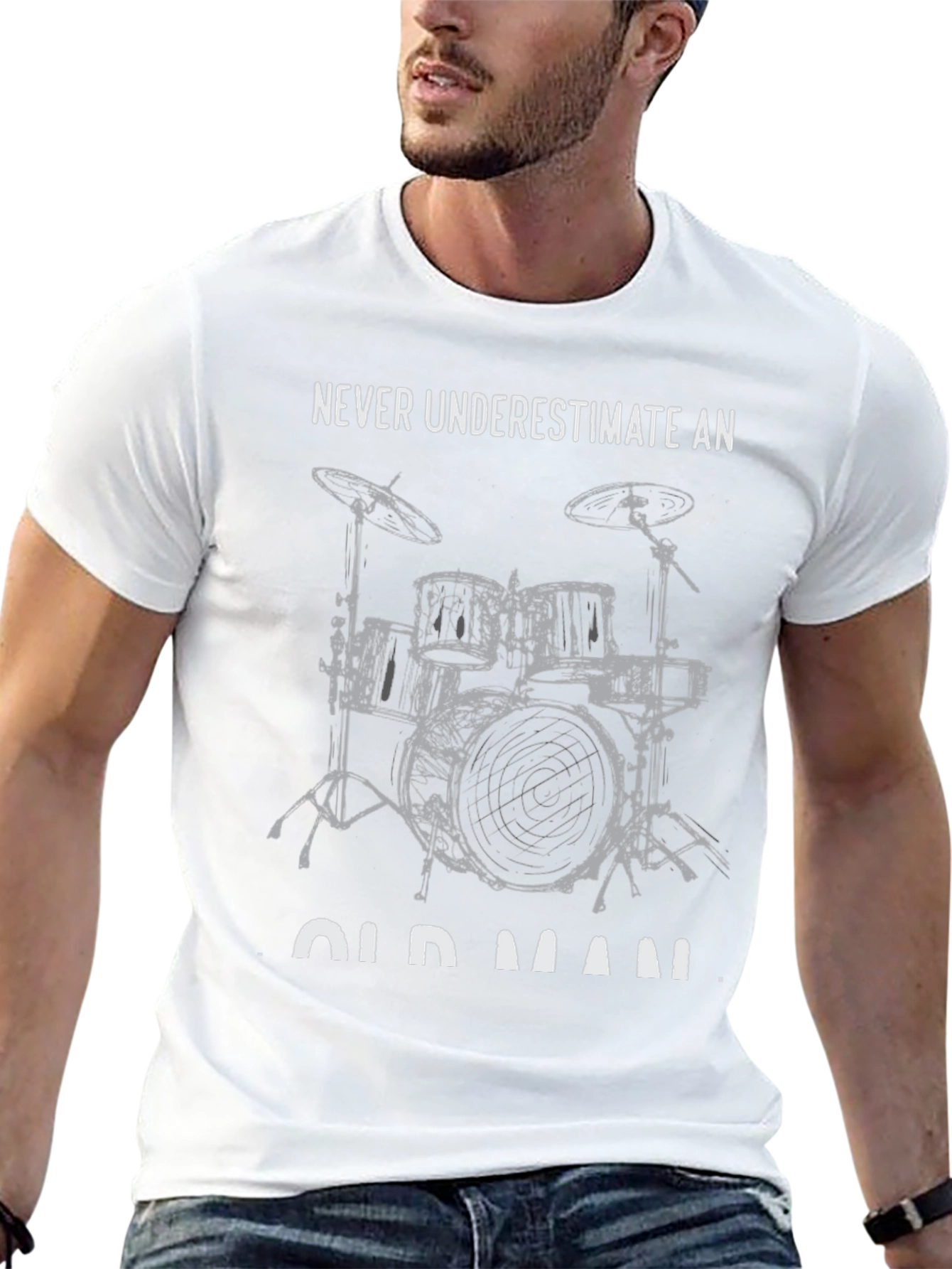 Black Never Underestimate Old Man Drummer T-Shirt view 13