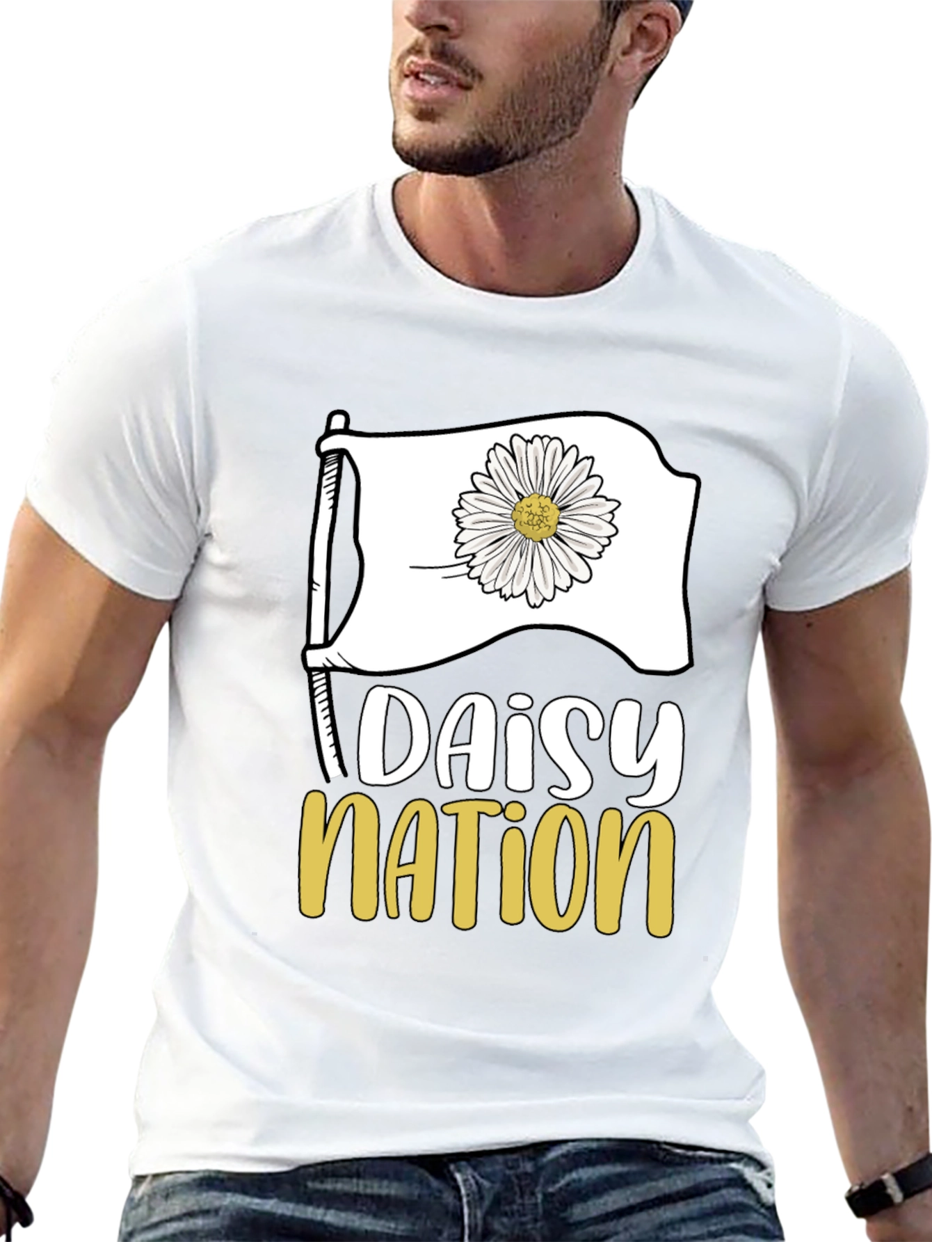 Black Daisy Nation Graphic Tee - Black Cotton T-Shirt view 13