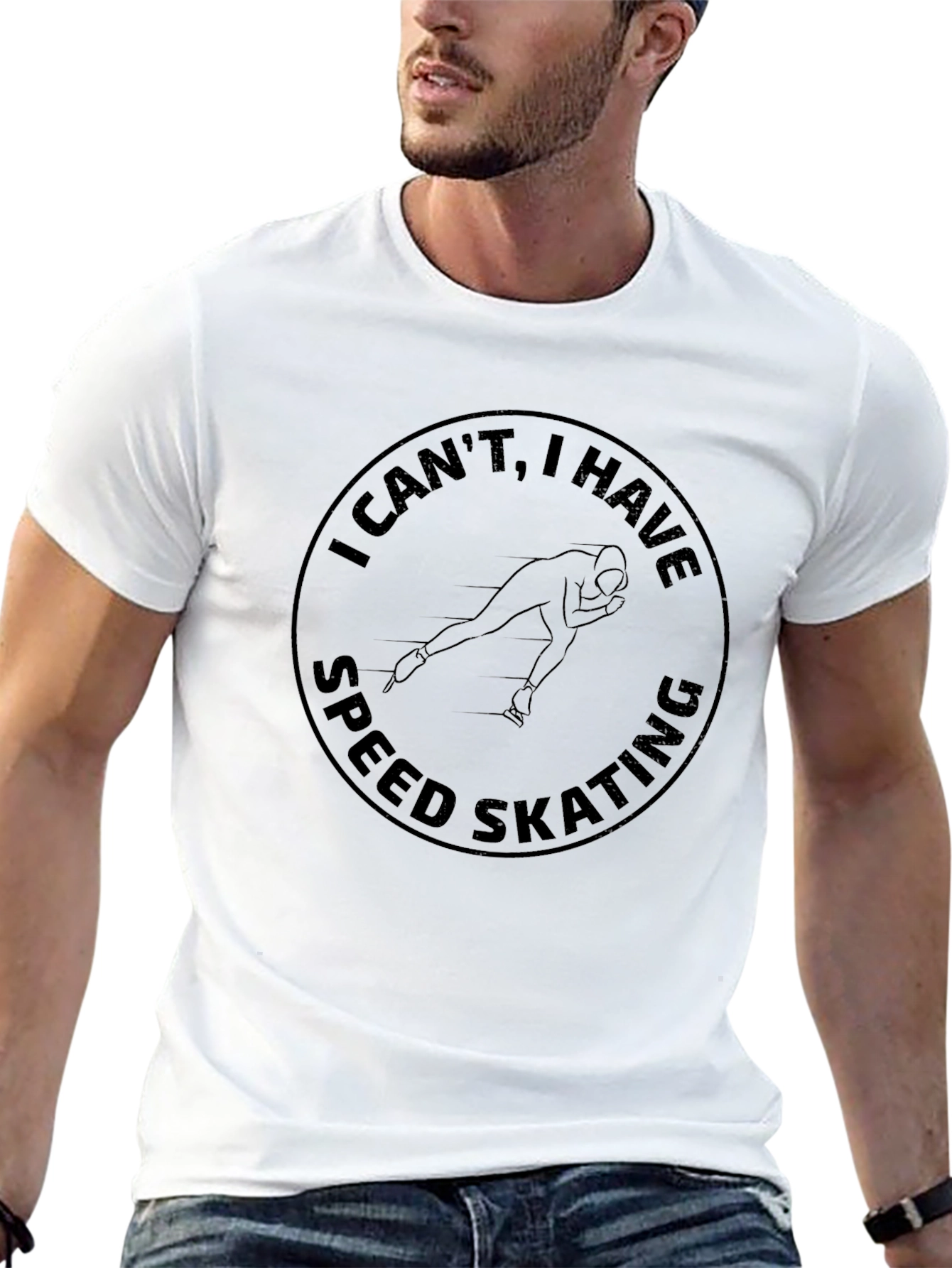 Black Speed Skating T-Shirt - I Can't I Have Speed Skating view 13